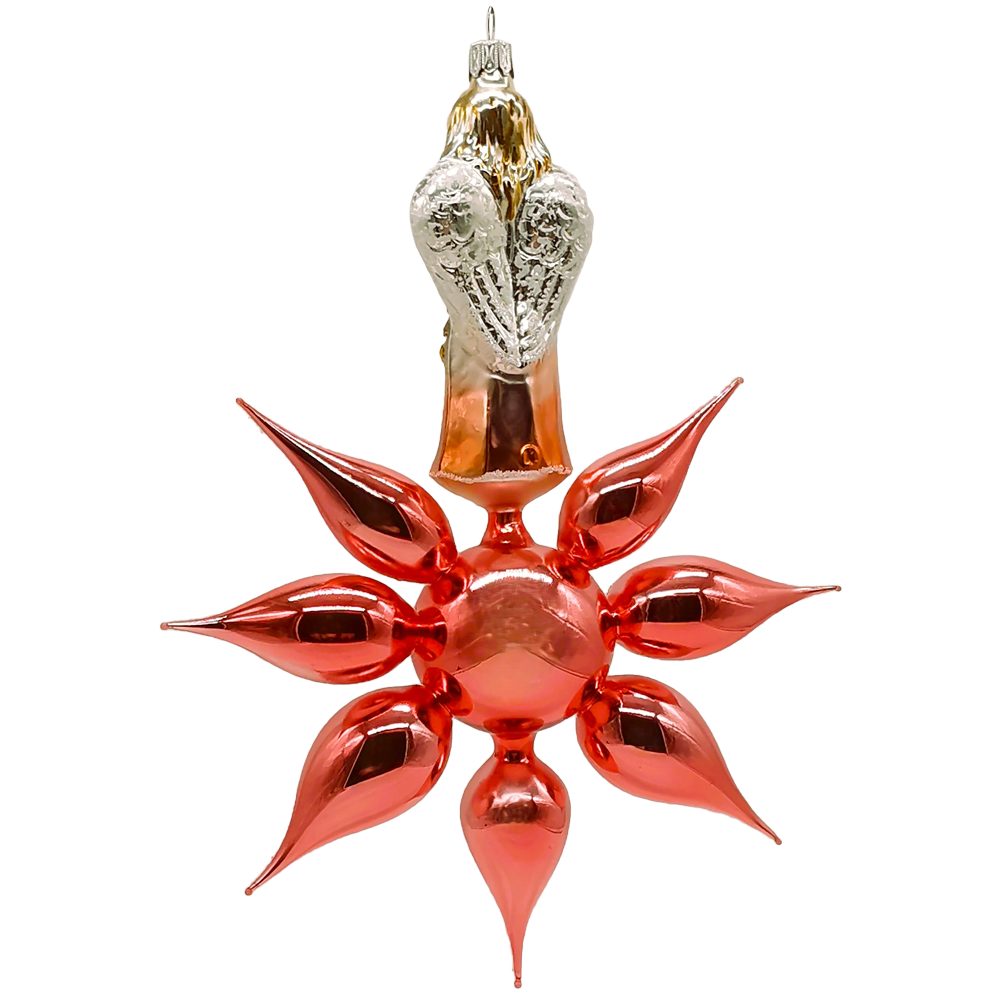 Schatzhauser Christbaumschmuck Engel auf Stern Ø21cm x 27cm glänzend melone Reflexornament (1-tlg), mundgeblasen, handbemalt
