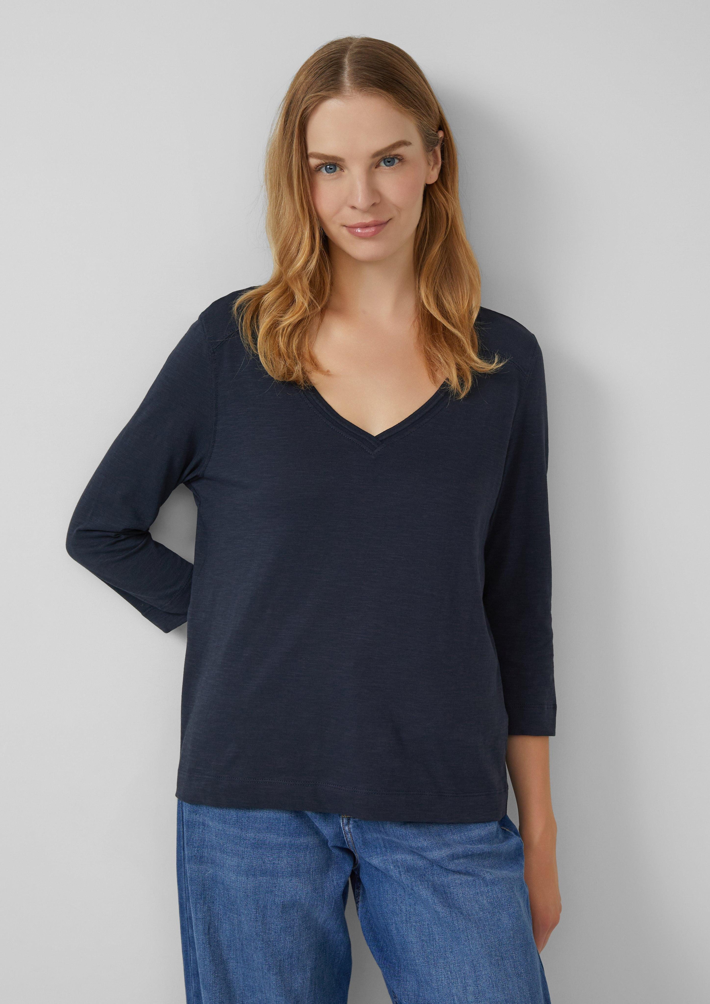 s.Oliver 3/4-Arm-Shirt 3/4-Armshirt aus Baumwoll-Flammgarn mit günstig online kaufen