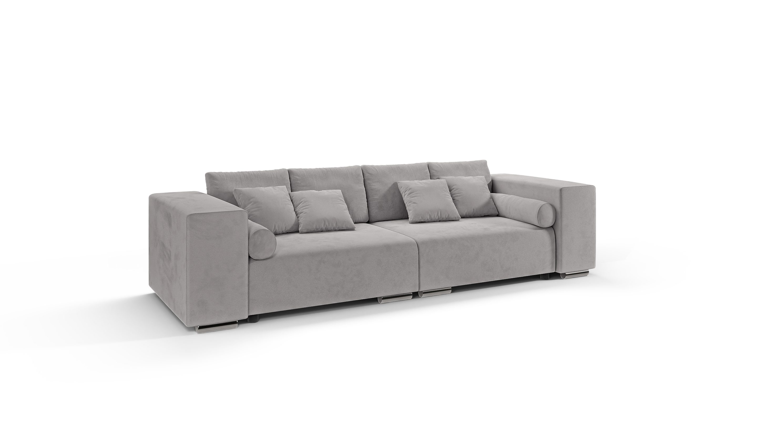 S-Style Möbel Big-Sofa Schlaffunktion, 5-Sitzer Cork Silber mit mit Wellenfederung