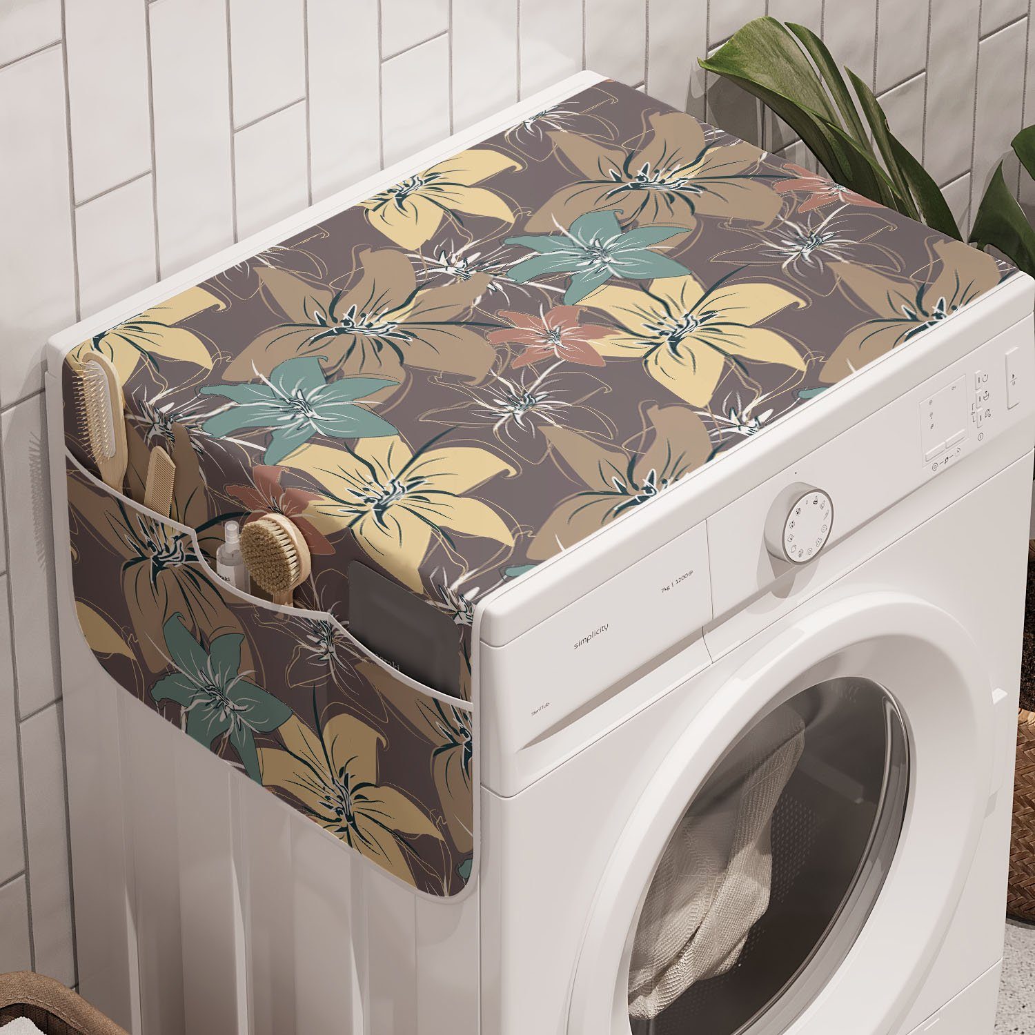 heute beliebt Abakuhaus Badorganizer Anti-Rutsch-Stoffabdeckung für im Waschmaschine und Herbst Blüten Trockner, Farbe Blumen