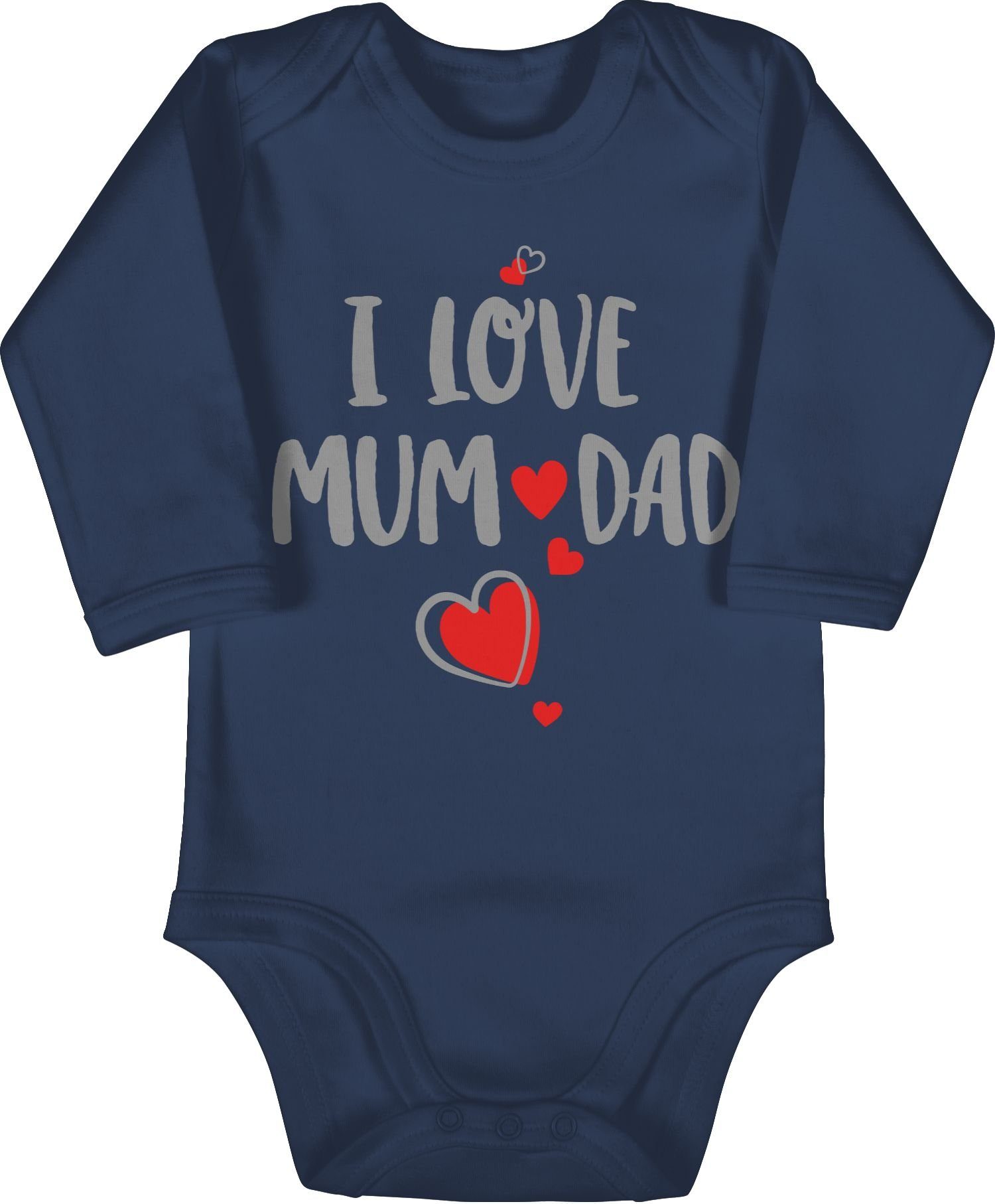 Mädchen Baby I Navy Dad Strampler love 2 Shirtbody Blau Mum and Shirtracer Junge &