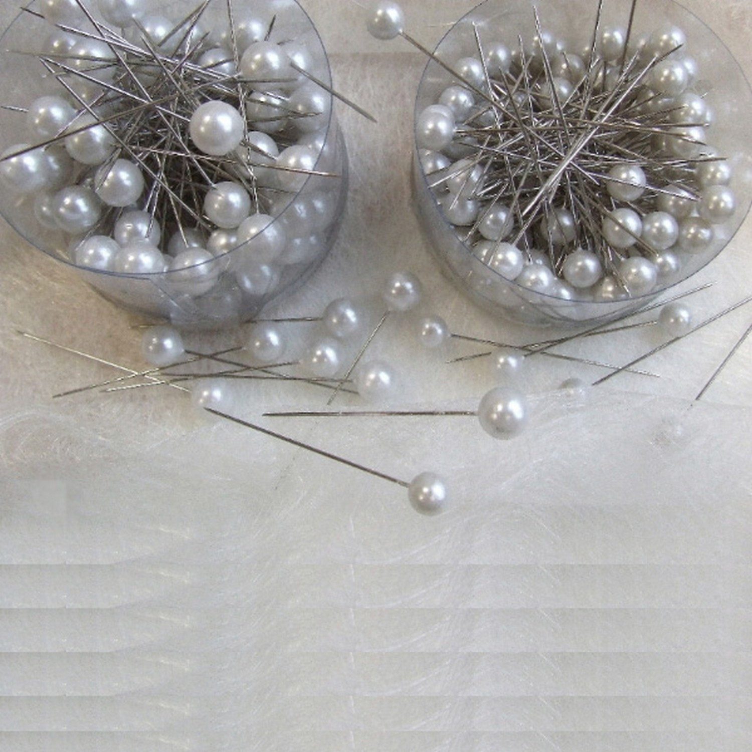 Deko AS Bastel-Armband Perlennadeln - weiß - 8 und 10 mm - je 100 Stück - 90205