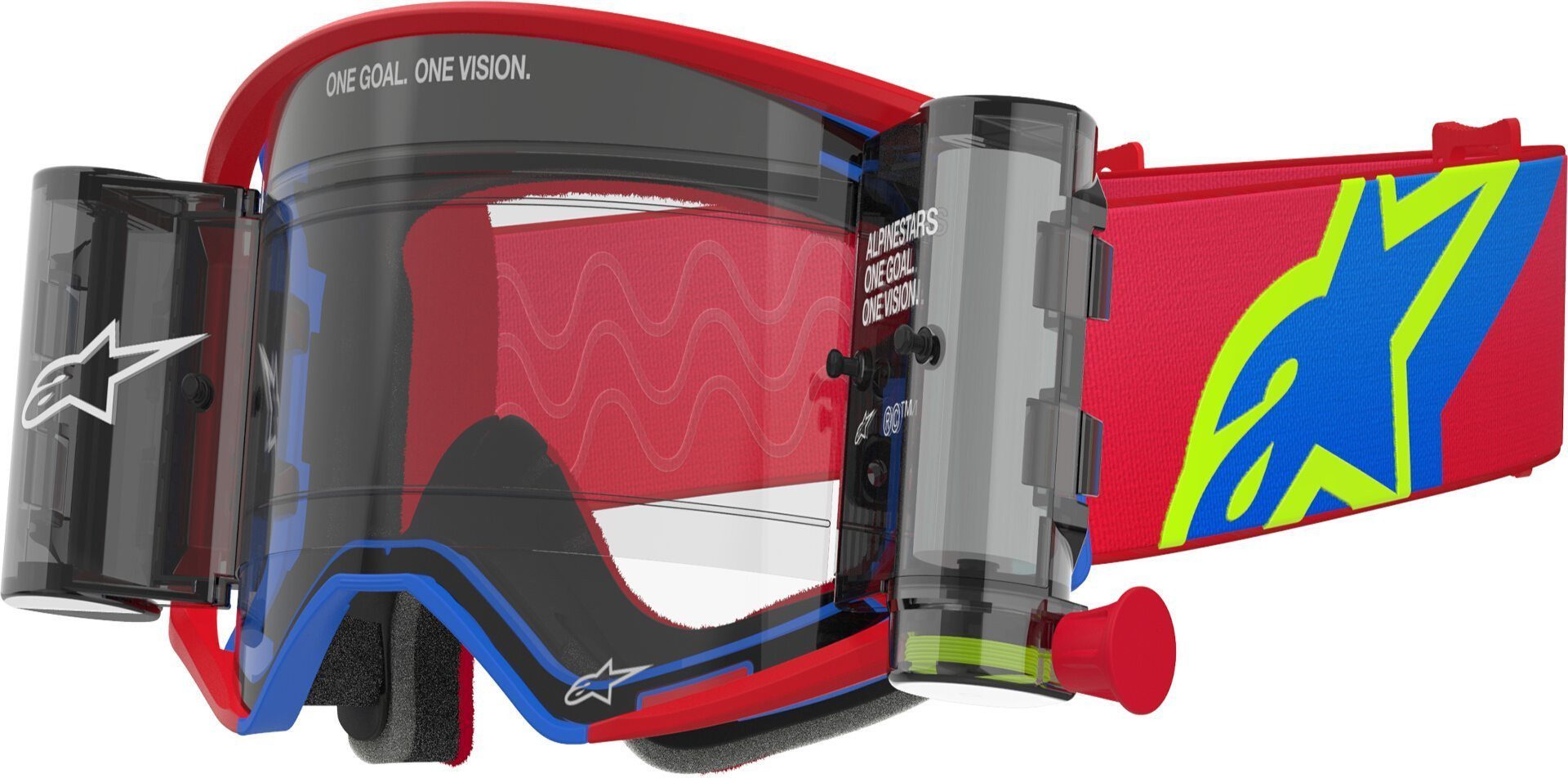 Alpinestars Motorradbrille Supertech Corp Roll-Off rote Motocross Brille, Mit Band