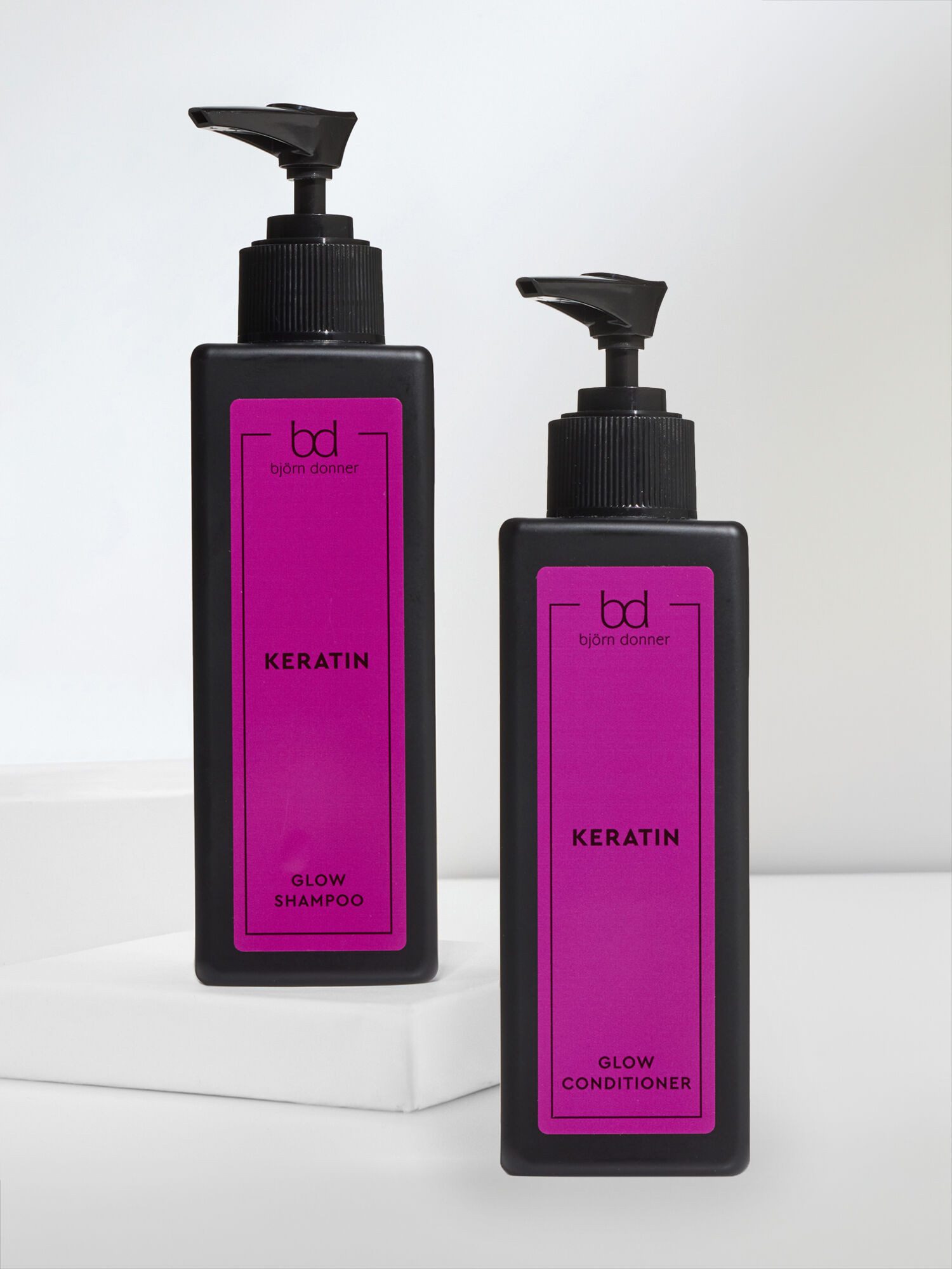 Björn Donner Haarpflege-Set Shampoo & Conditioner mit Panthenol & Aloe Vera, 2-tlg., 2er-Set, Reparaturpflege „Keratin Glow“ für trockenes und strapaziertes Haar