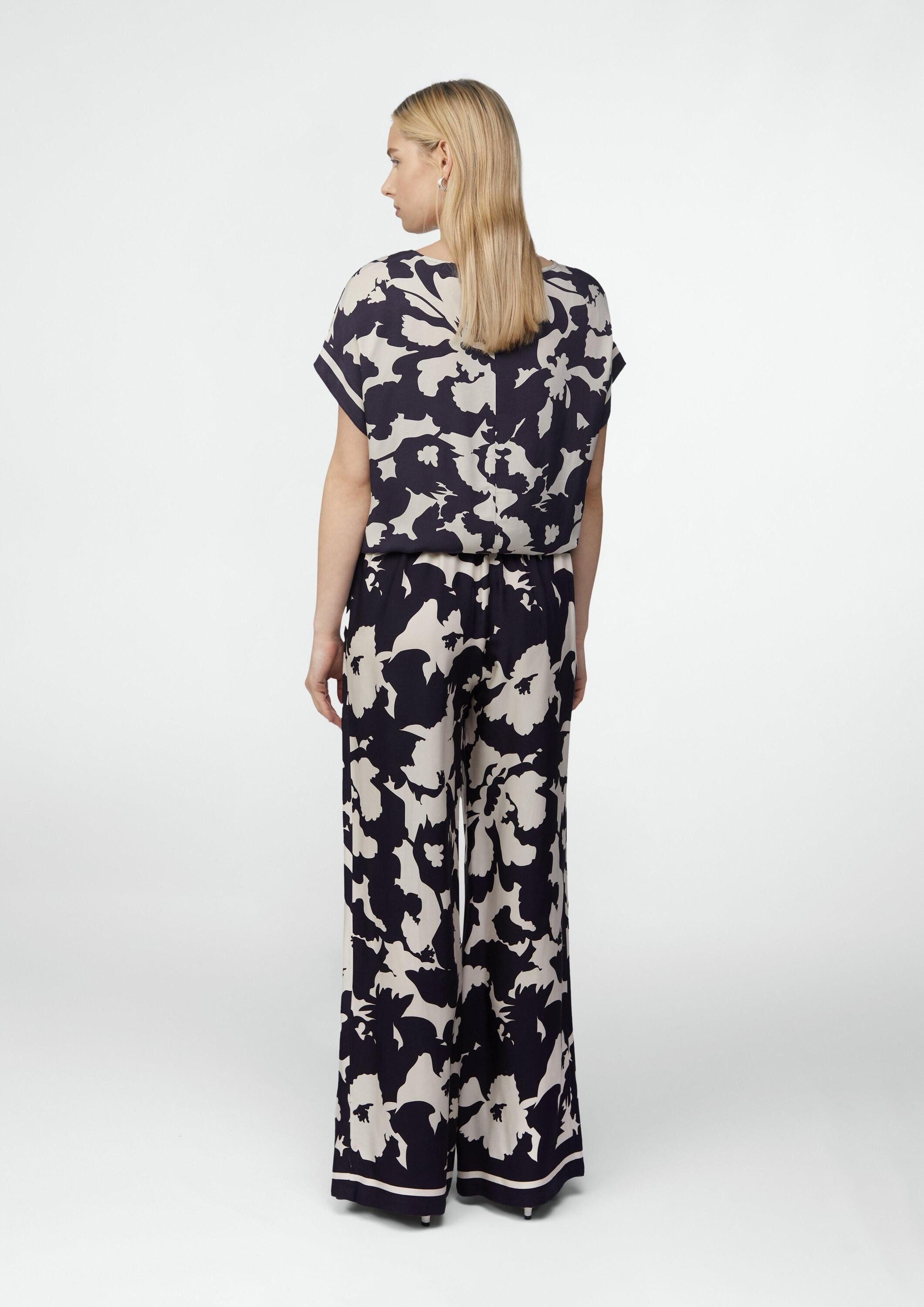 comma Chinos Hose Feminine Schlupfhose mit weitem Bein und All-over-Print