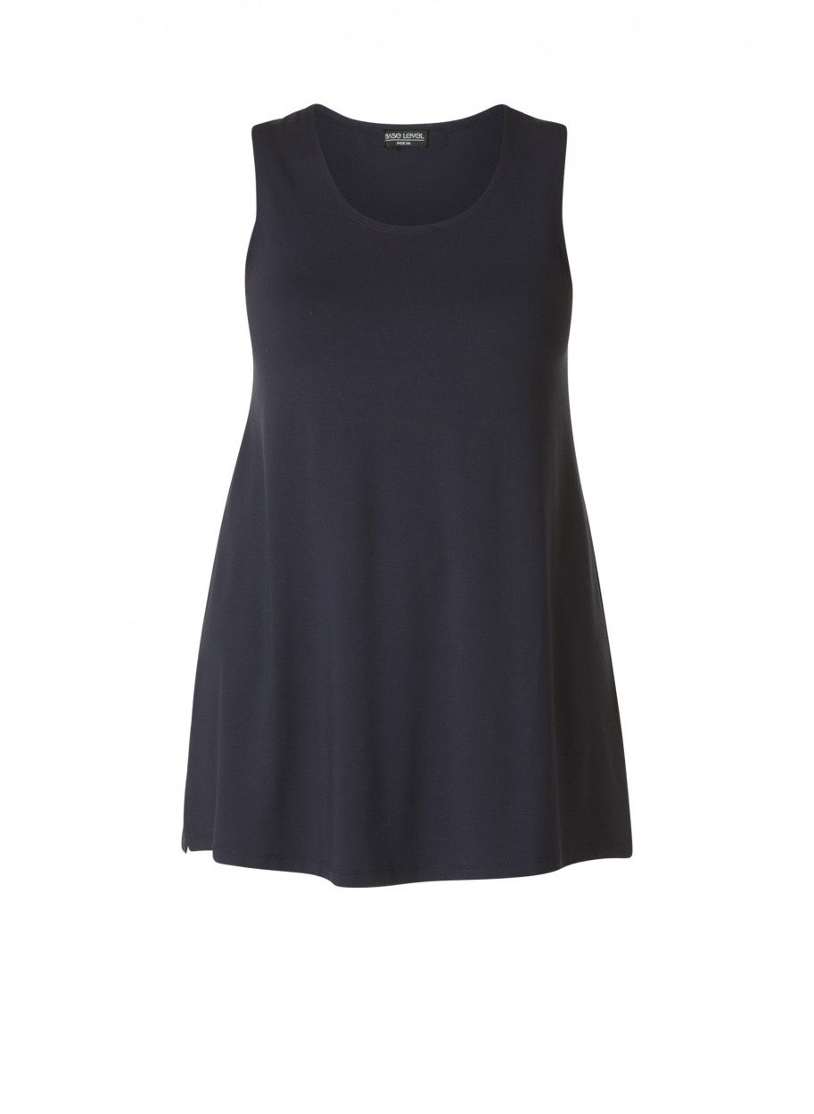 Base Level Curvy Longshirt ABBIGALE ärmellos, seitlich geschlitzt