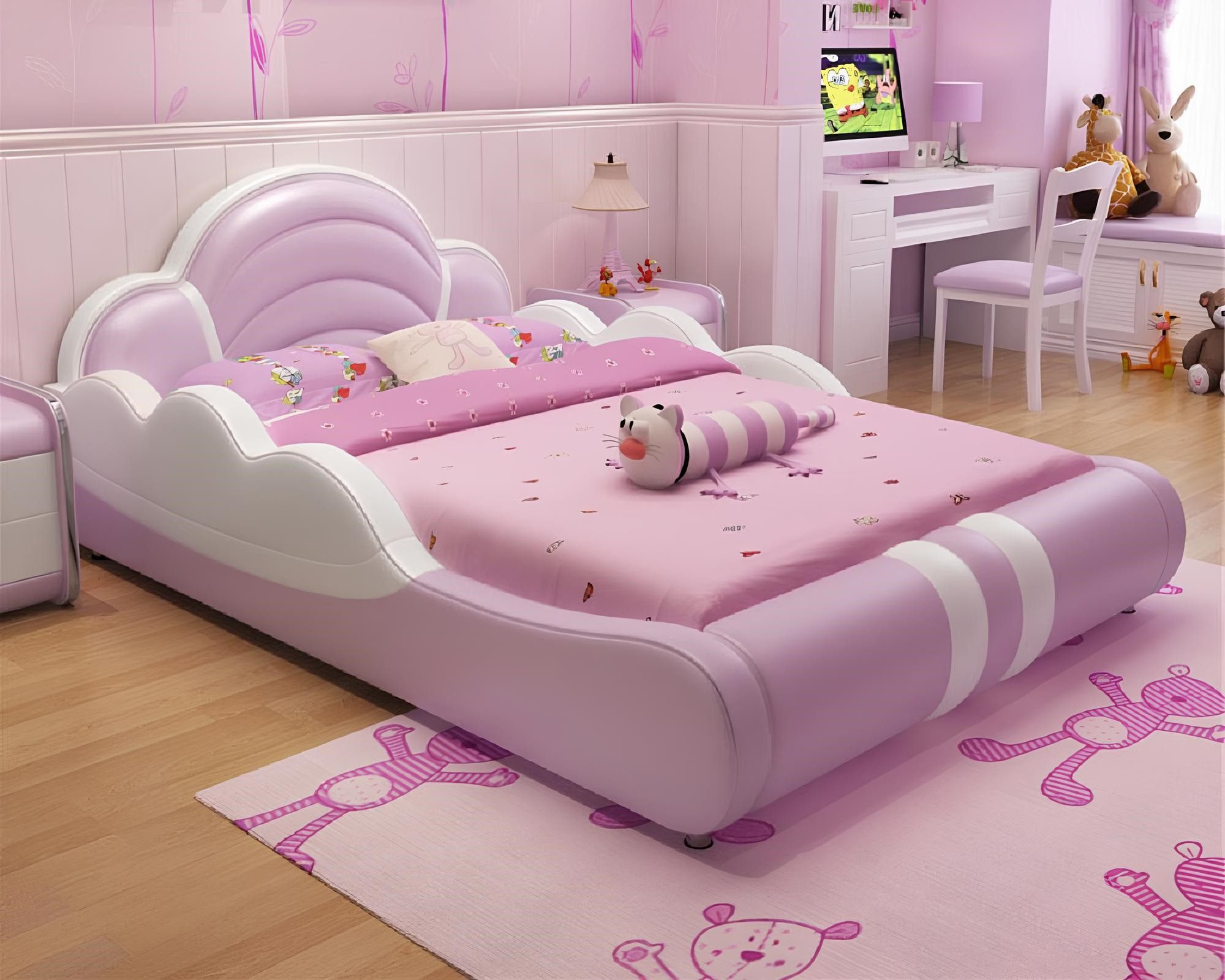 Xlmoebel Kinderbett Schlafzimmerbett für Mädchen – hochwertiges Design-Doppelbett Sofort (Bett), Hergestellt in Europa