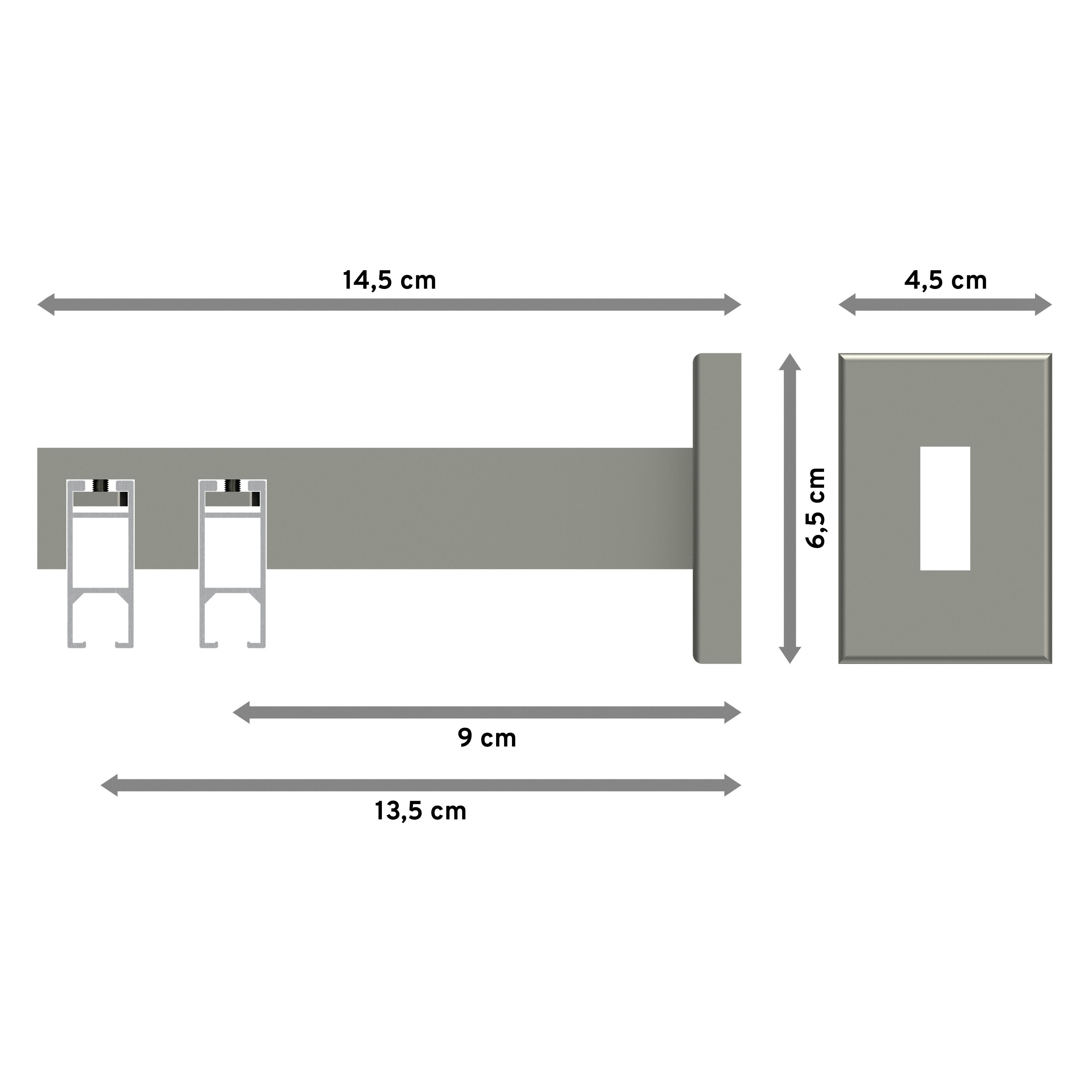 Edelstahl-Optik 14x35 eckig, INTERDECO, Conex, Gardinenstange Wandmontage, 2-läufig, mm, Smartline