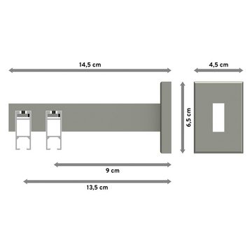 Gardinenstange Smartline Paxo, INTERDECO, 2-läufig, 14x35 mm, eckig, Wandmontage, Weiß / Edelstahl-Optik