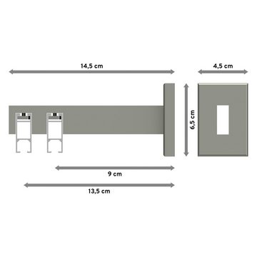 Gardinenstange Smartline Paxo, INTERDECO, 2-läufig, 14x35 mm, eckig, Wandmontage, Edelstahl-Optik