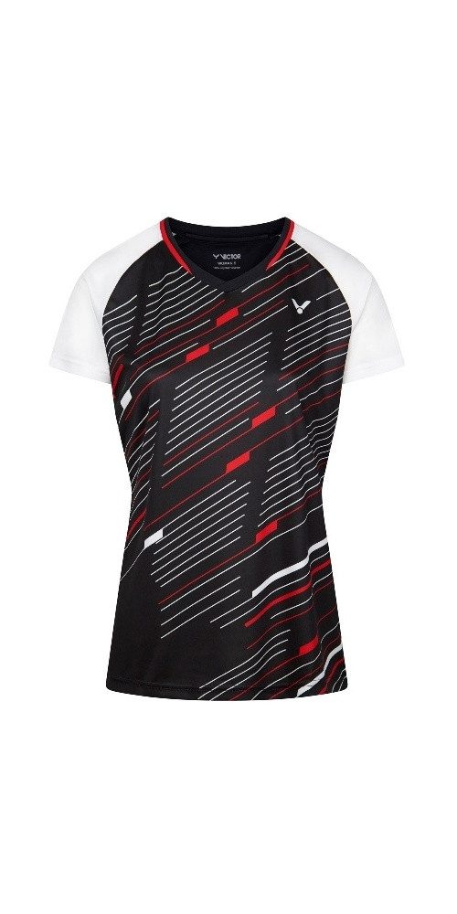 VICTOR Trainingsshirt T-44101 C (V-Ausschnitt) schwarz/weiss/rot Damen