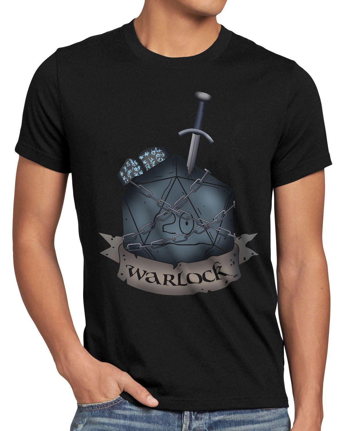 style3 Print-Shirt Herren dungeon Warlock Würfel T-Shirt dragons d20 tabletop