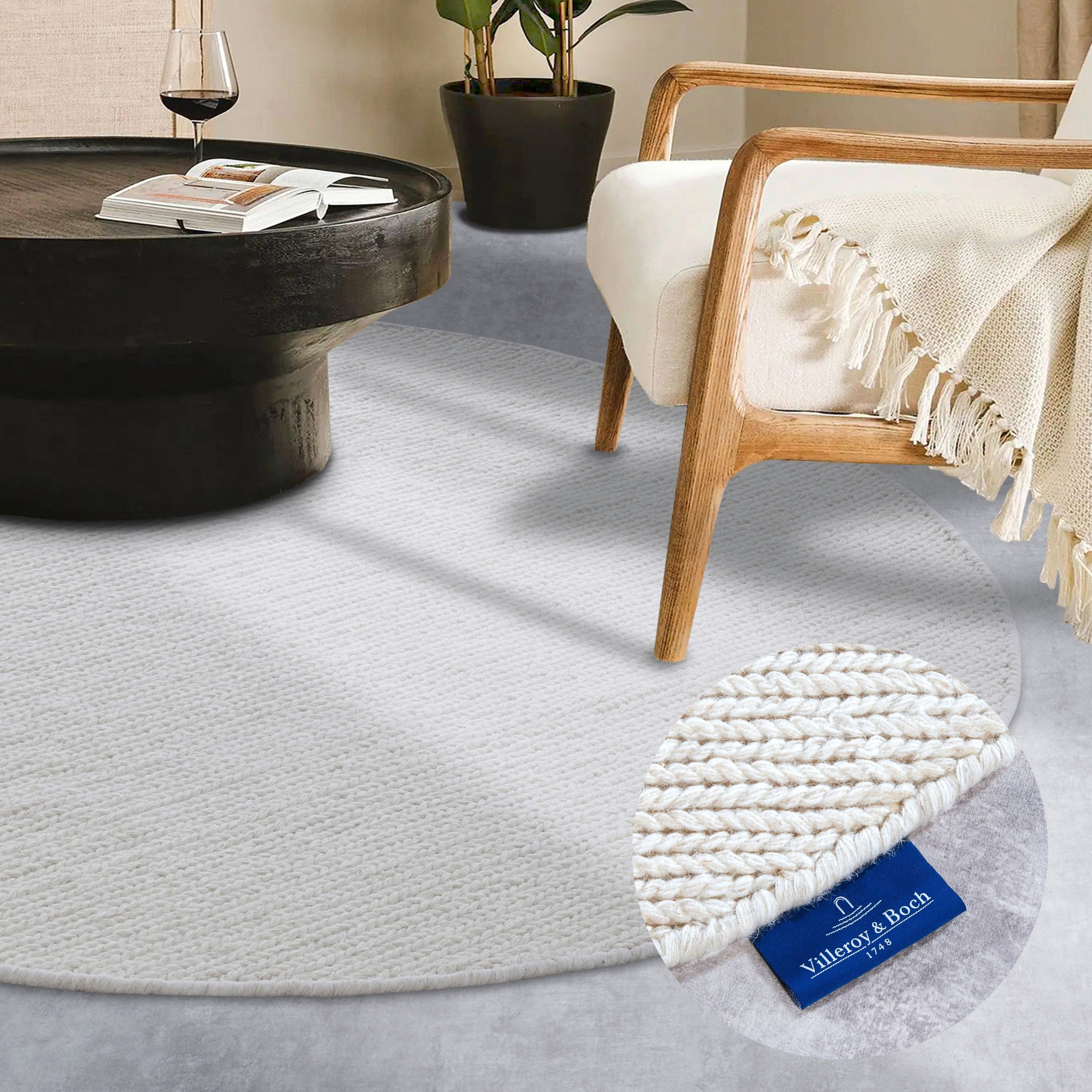 Villeroy & Boch Wollteppich Francois, rund, Höhe: 7 mm, in rund, oval, Läufer, handgewebt, Wolle, Wohnzimmer, Schlafzimmer
