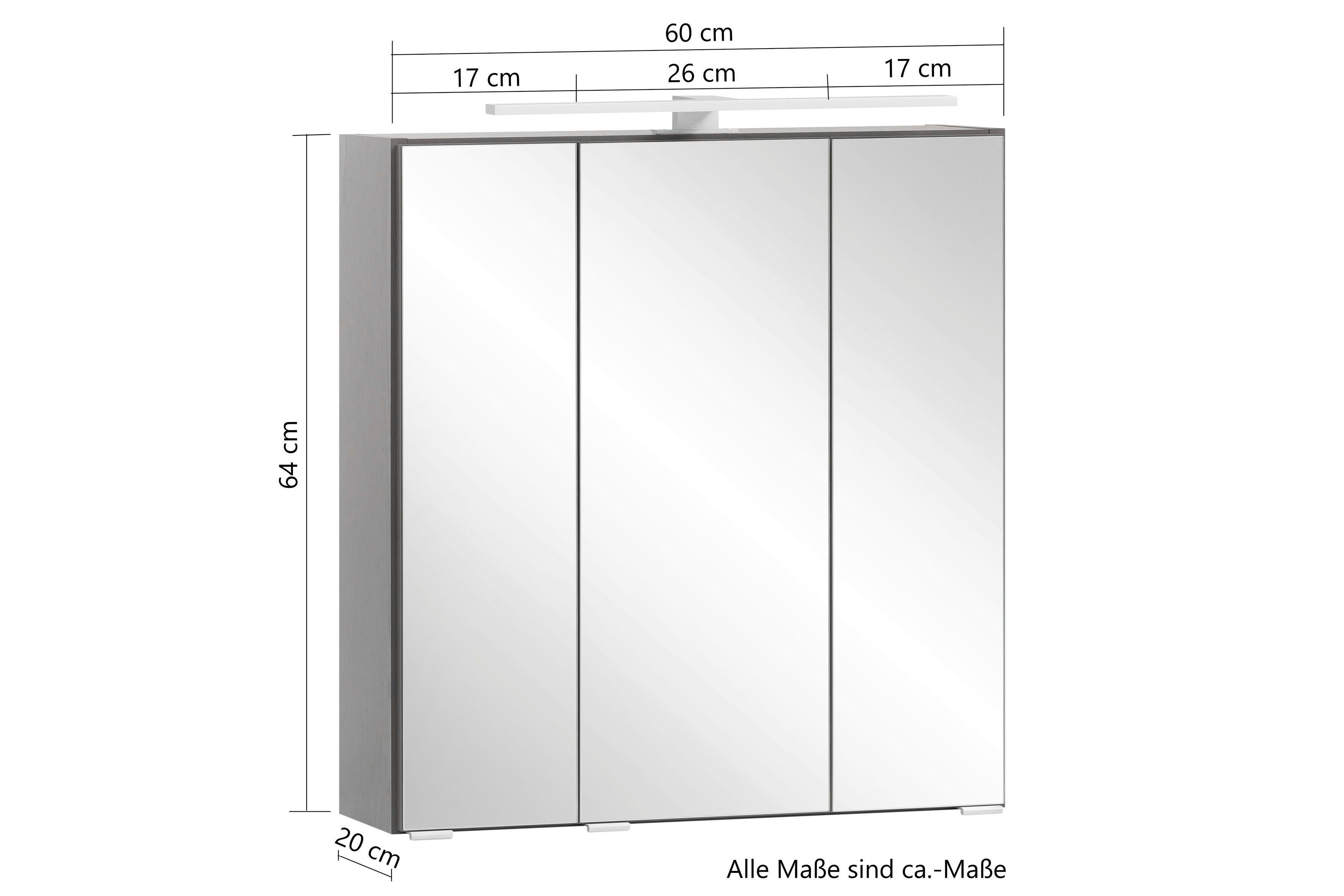 HELD MÖBEL Spiegelschrank grafitgrau | Lienz graphitgrau