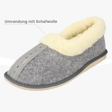 filsko Damen Winter Filz HausSchuhe mit Schafwolle Hausschuh