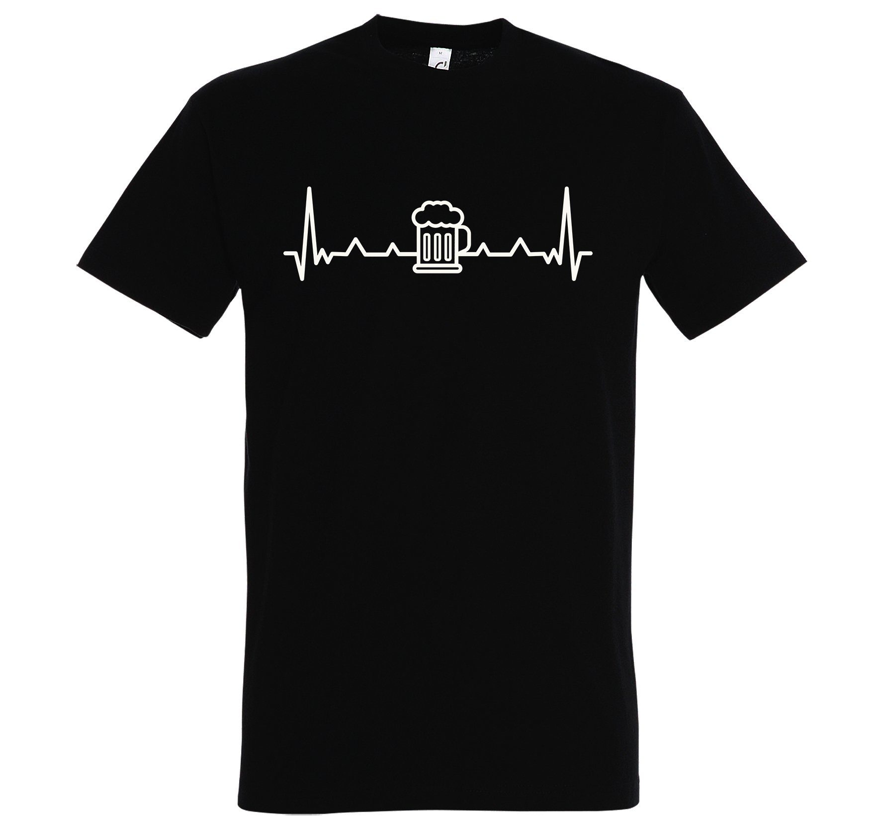 Youth Designz Print-Shirt Schwarz Herren Logo Heartbeat Bier mit lustigem Aufdruck T-Shirt