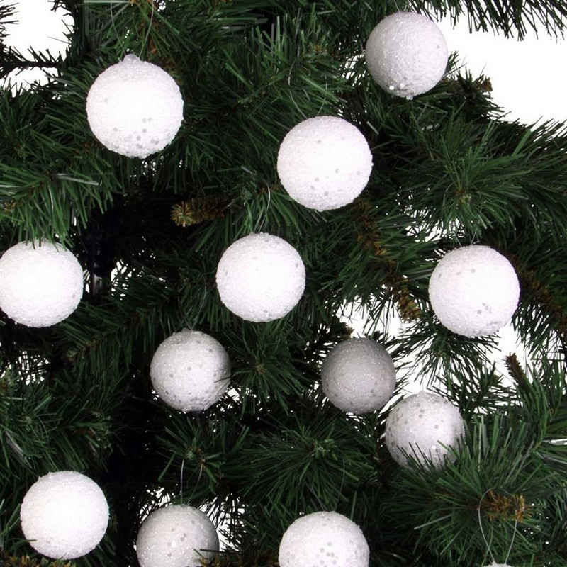 BURI Weihnachtsbaumkugel 24 Schneeball-Weihnachtsbaumkugeln Christbaumkugeln Baumschmuck Weihnachtsdeko