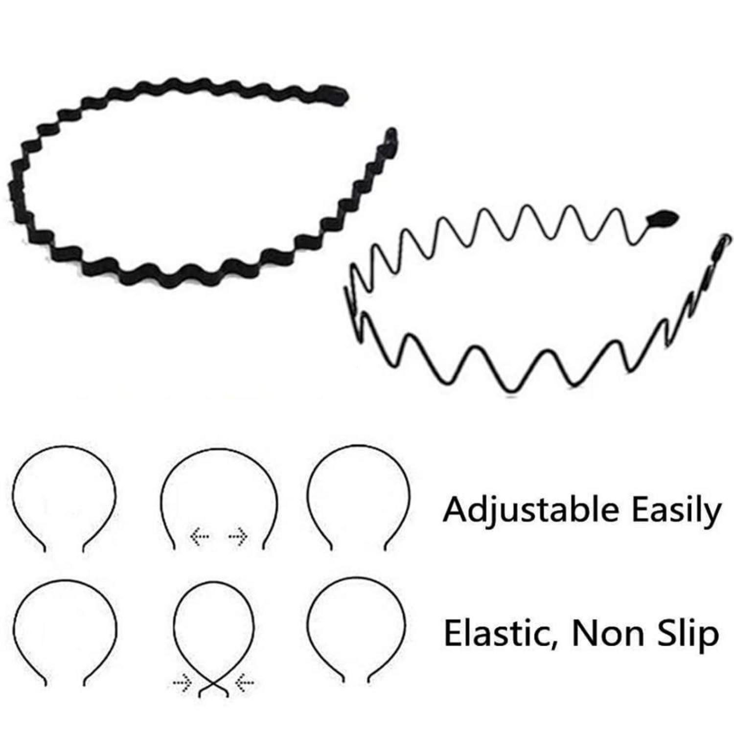 LuxusKollektion Haarband 2er Set Metall Stirnband Welle - Rutschfest Elastisch - Outdoor Sports