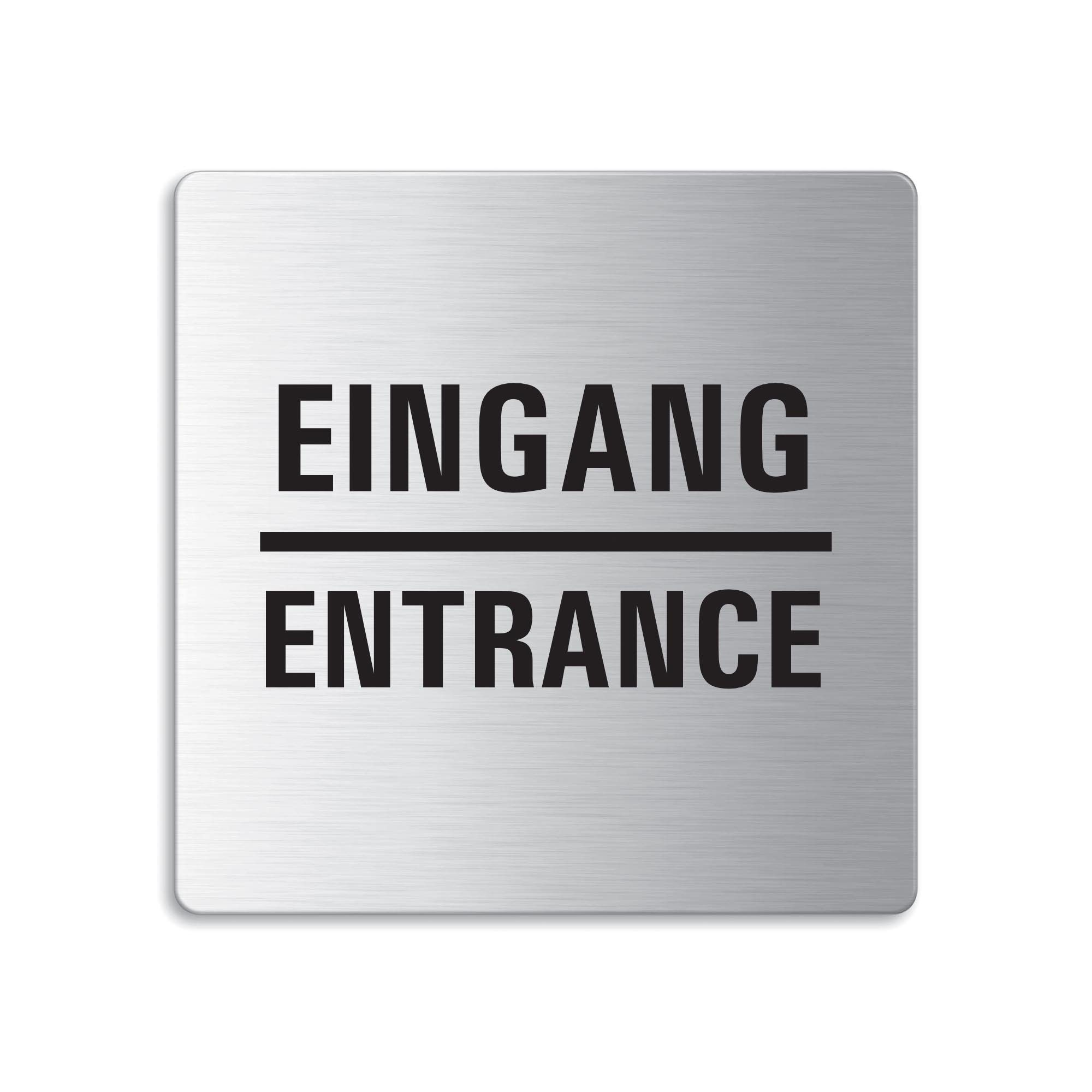 OFFORM DESIGN Hinweisschild Eingang & Ausgang Edelstahl gebürstet 85×85 mm selbstklebend