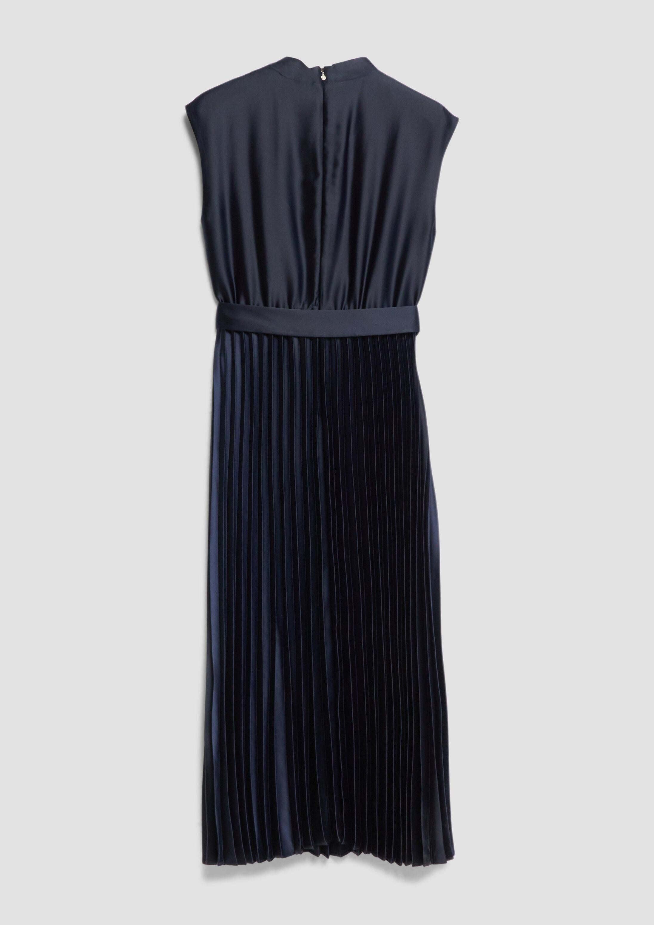 s.Oliver Midikleid Kleid Satiniertes Midikleid mit Wasserfall-Ausschnitt
