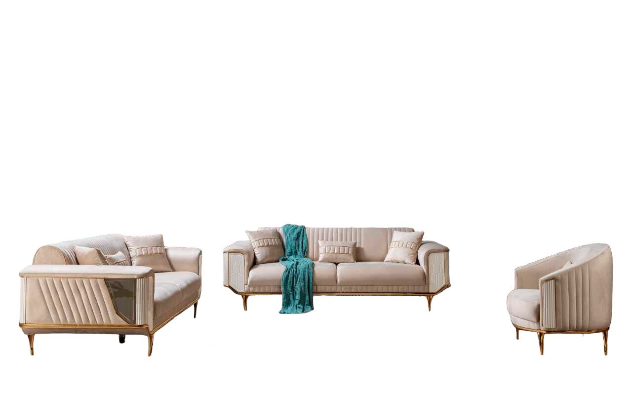 JVmoebel Wohnzimmer-Set Luxus Sofagarnitur 3+3+1 Couch Polster Möbel Dreisitzer Set Sofort, (3-St), Made in Europa