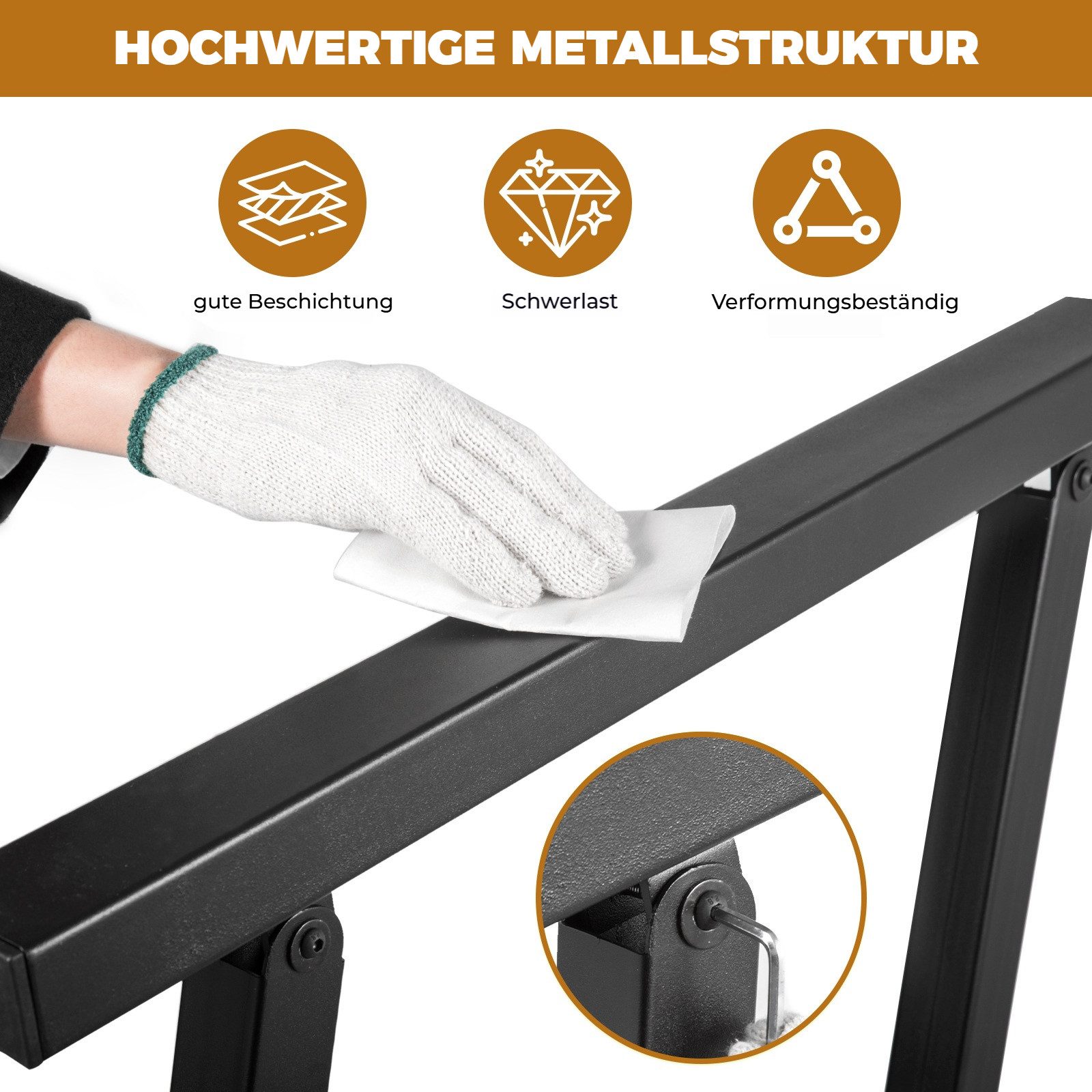 BlingBin Brüstungsgeländer Aussentreppenhandlauf, Geländer Hauseingang, Treppenhandlauf-Set, 67.3 cm Länge, 91.5 cm Höhe, Treppengeländer Seitliche Montage, Ein – Bild 5 von 5