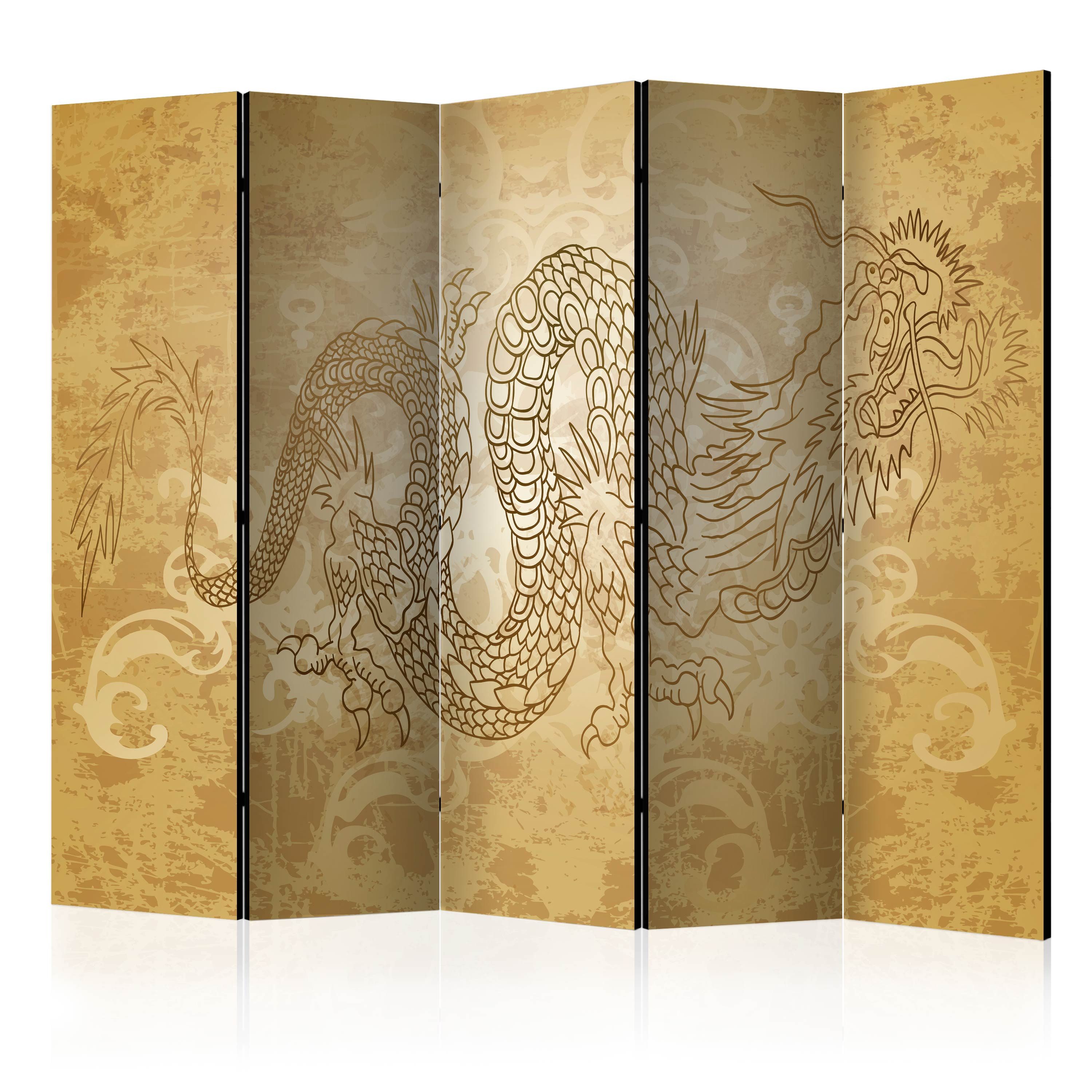 Muralo Paravent 5-teilig Raumteiler klappbar Drache Ornamenten (Packung, 1 St., 225x172 cm), 3 Varianten, Für das Wohnzimmer, das Schlafzimmer