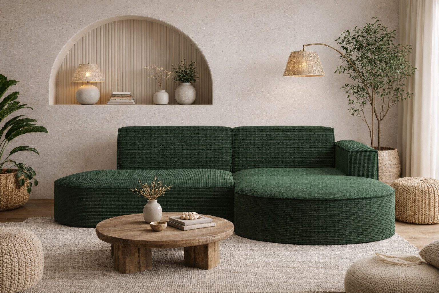 Kaiser Möbel Ecksofa Designer MODENA STUDIO L stoff Cord, Ecksofa, Cord Sofa, L-Form, Links/Rechts wählbar