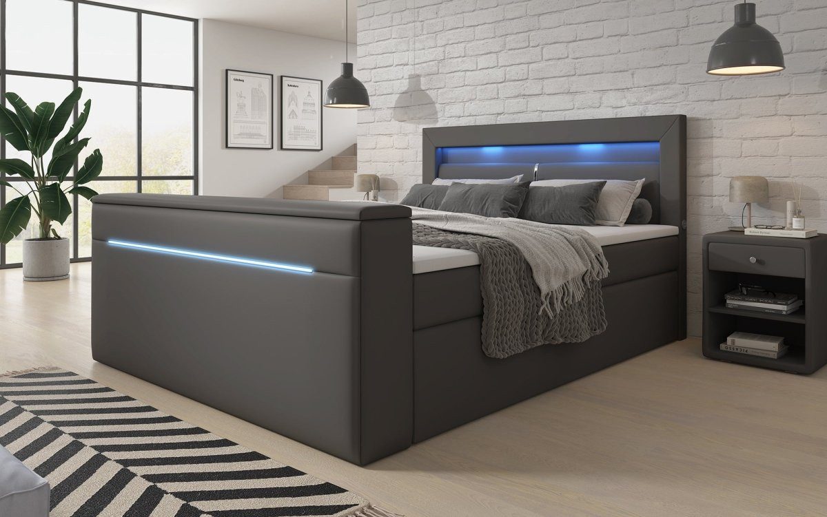 Luxusbetten24 Boxspringbett Repos, mit TV Lift, USB und LED günstig online kaufen