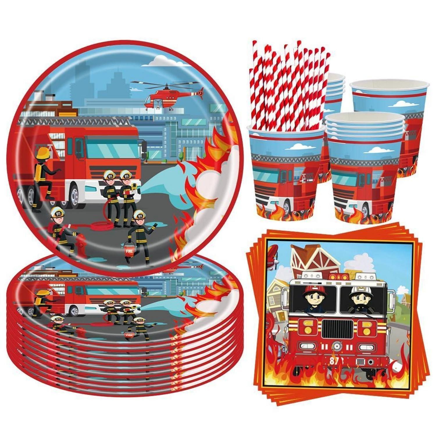 LuxusKollektion Dekokugel Feuerwehr Partygeschirr Set 16 Gäste (1 St)