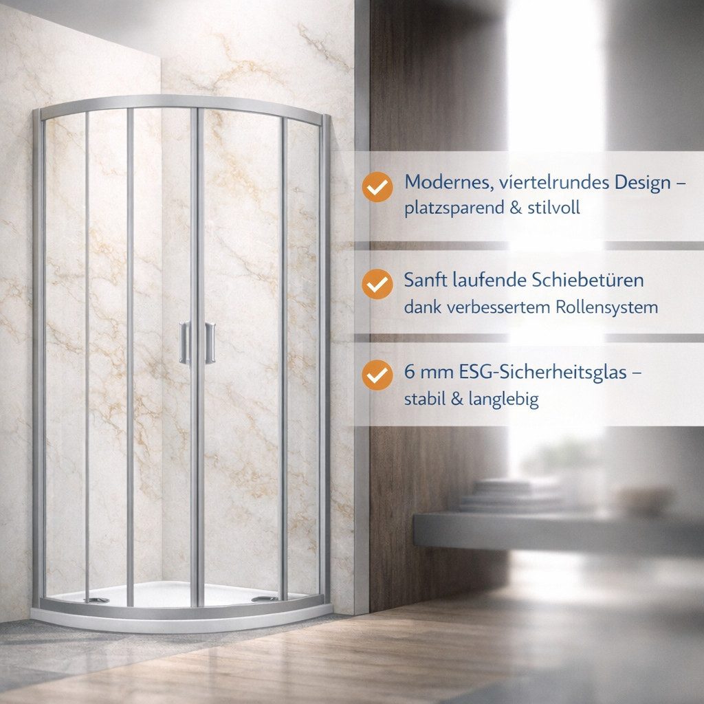 welltime Runddusche Summer, BxT: 80x80 cm, Einscheibensicherheitsglas, Hohe 190 cm, 6mm ESG, Easy Clean, verbessertes Rollensystem