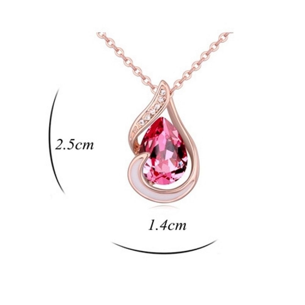 BUNGSA Ketten-Set Kette pinke Träne Rosegold aus Messing Damen (1-tlg), Halskette Necklace – Bild 4 von 5