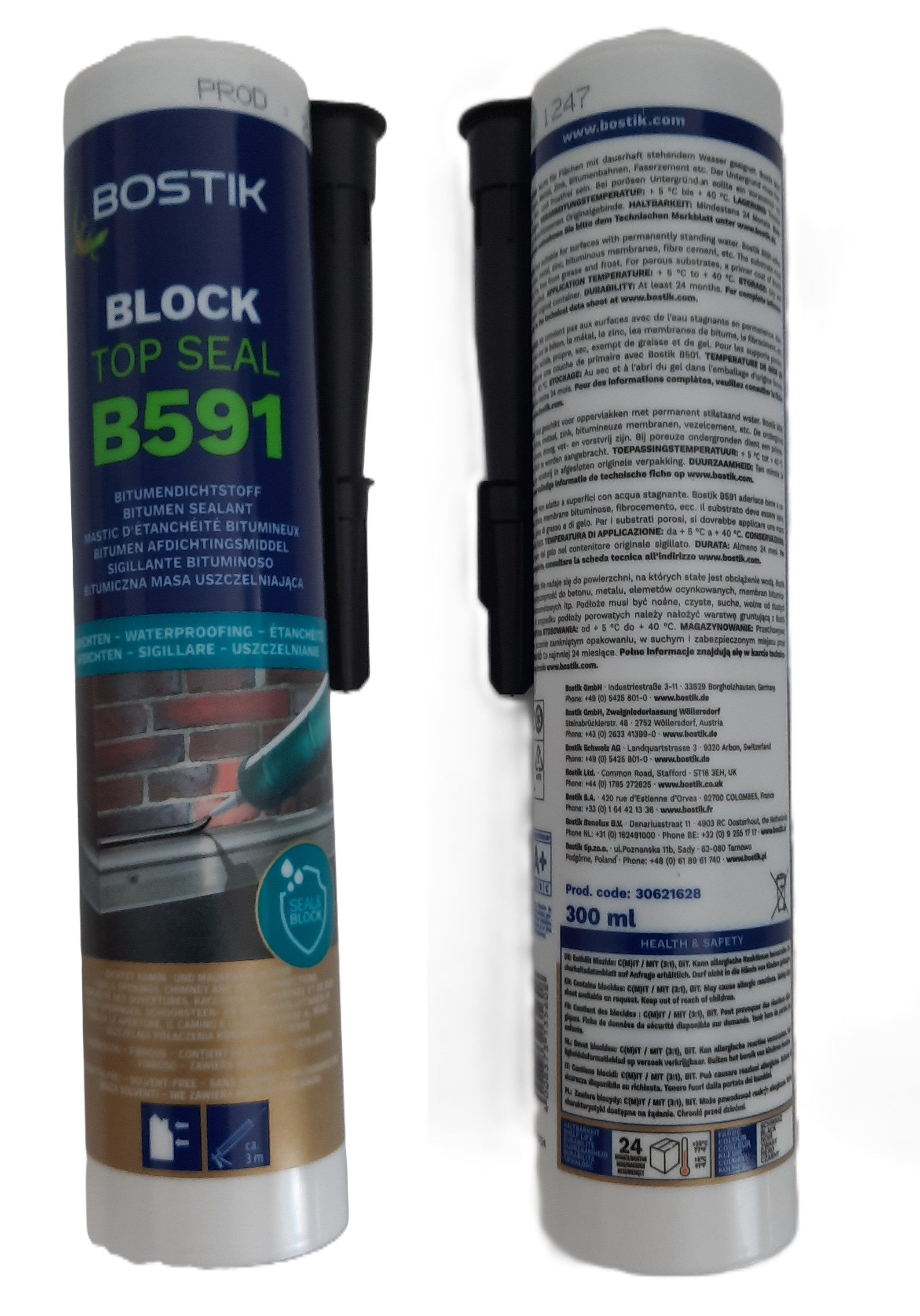 BOSTIK Dichtstoff Bostik Block B591 Top Seal Bitumen Dichtstoff 300ml Kartusche schwarz, gebrauchsfertig, Lösemittelfrei