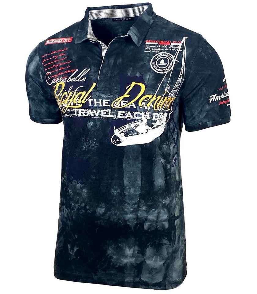 Baxboy T-Shirt Baxboy Herren Poloshirt Verwaschen Kurzarm Polo T-Shirt B-151