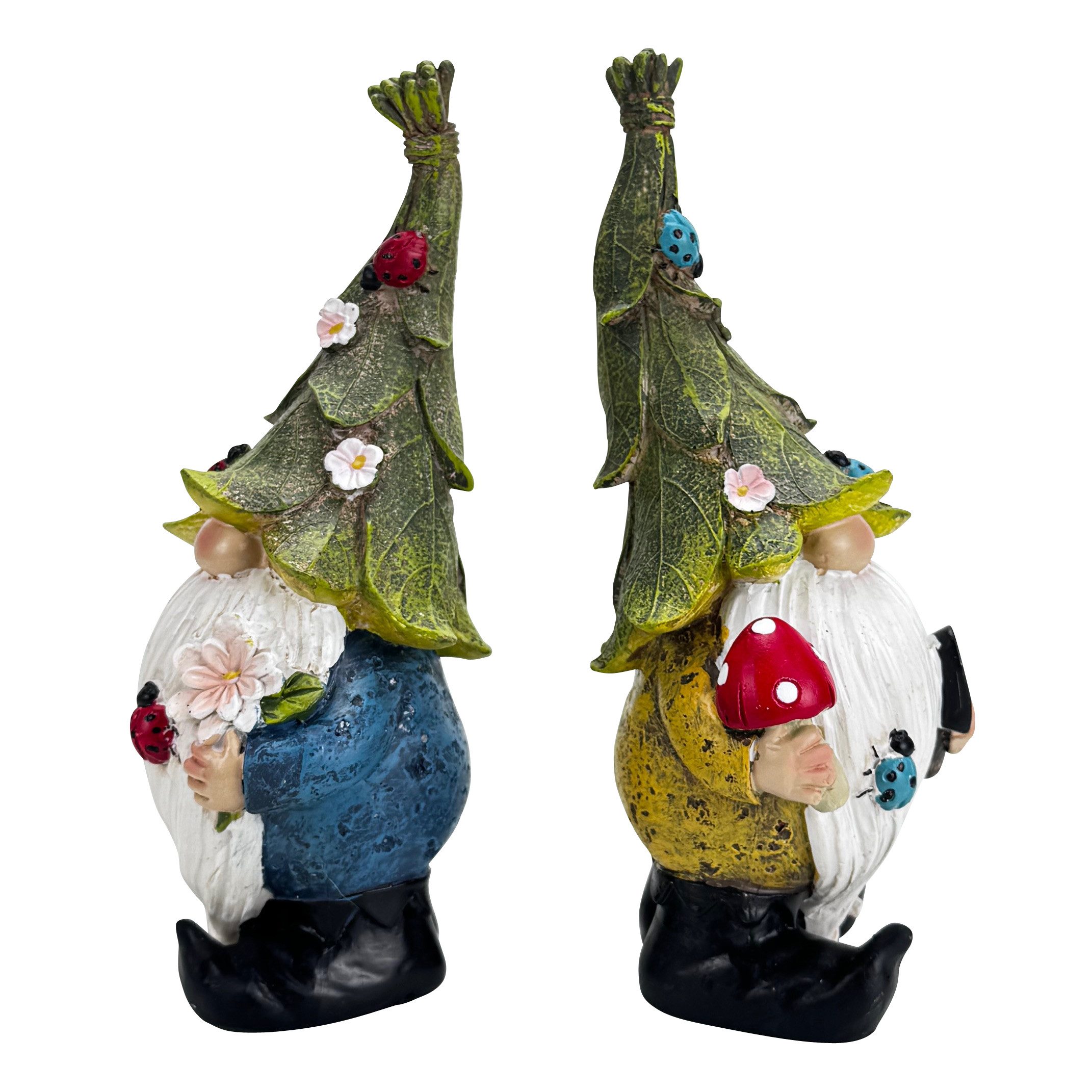Online-Fuchs Gartenfigur für draußen - 2er Set lustige Gartenzwerge, Wichtel - 21 cm groß, (aus Kunstharz (Polyresin), wetterfest), Deko Figuren für Frühling und Sommer