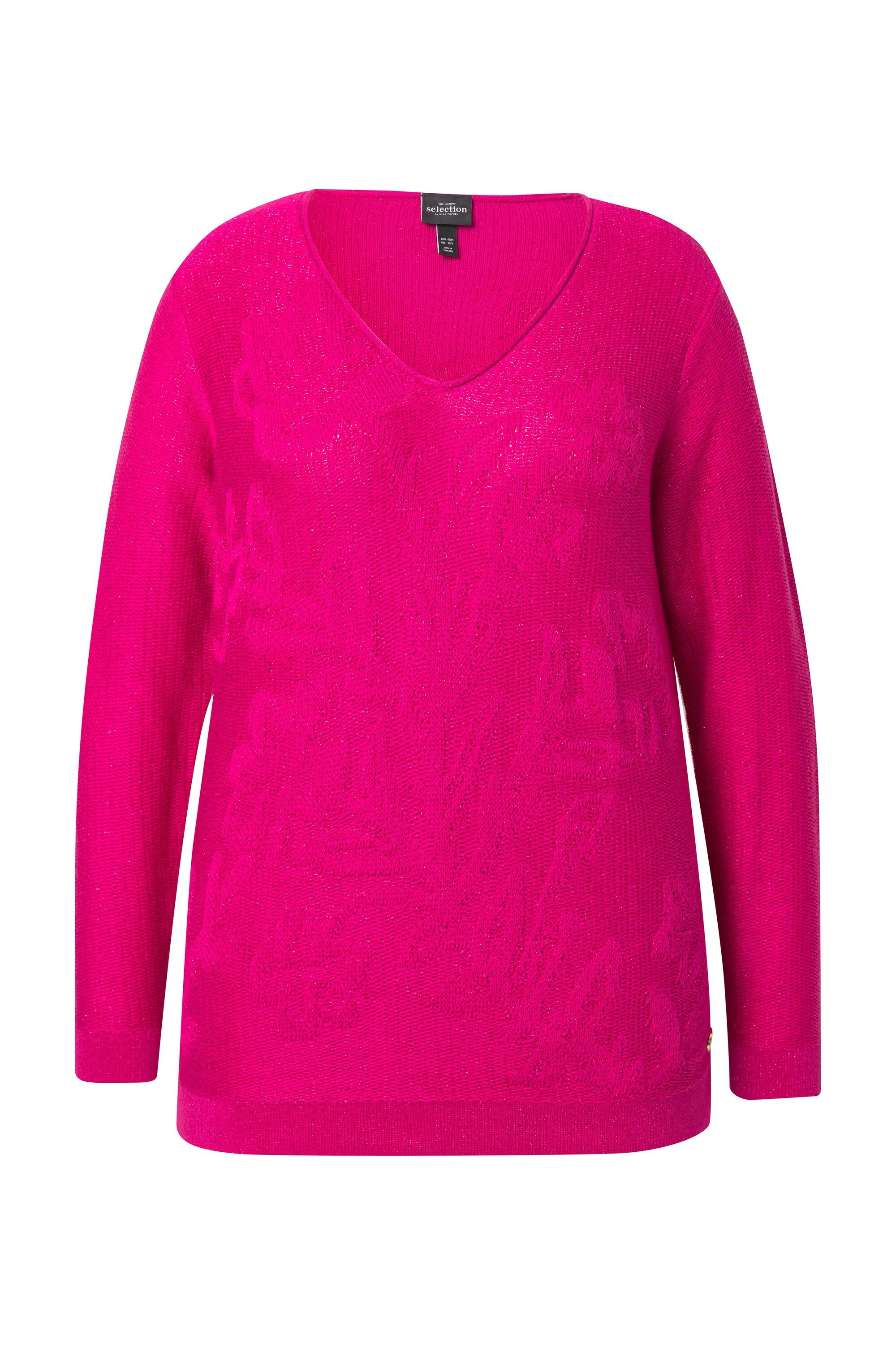 Ulla Popken Strickpullover Pullover Jacquard-Muster V-Ausschnitt günstig online kaufen