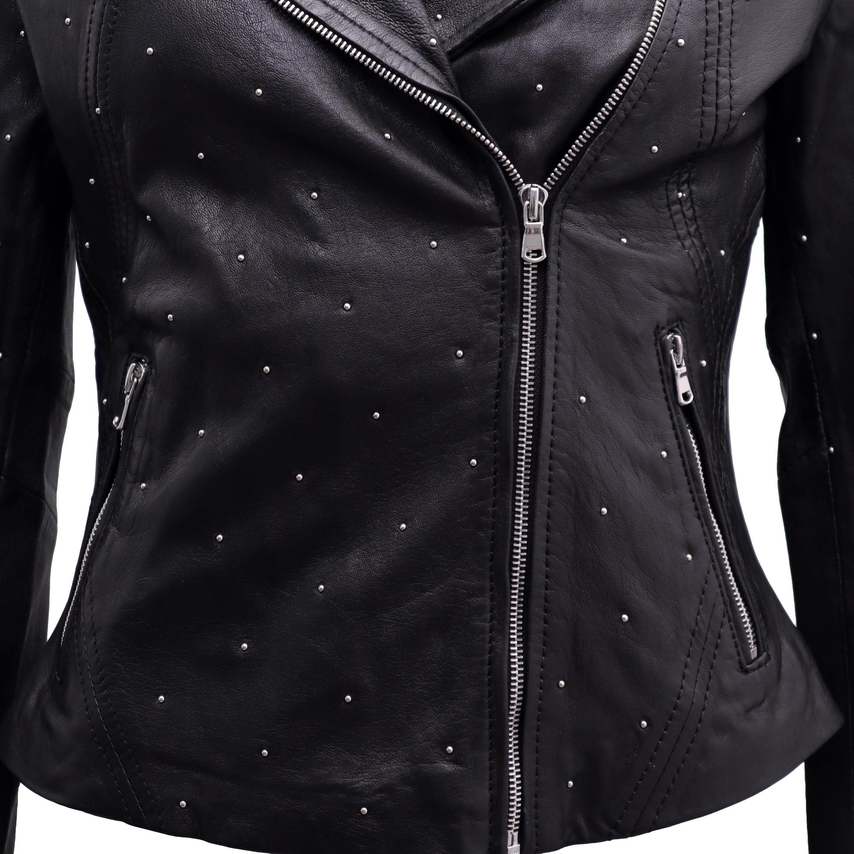 Nieten-Dekor Freaky Lederjacke • mit Nation Bikerjacke Star Bright Allover