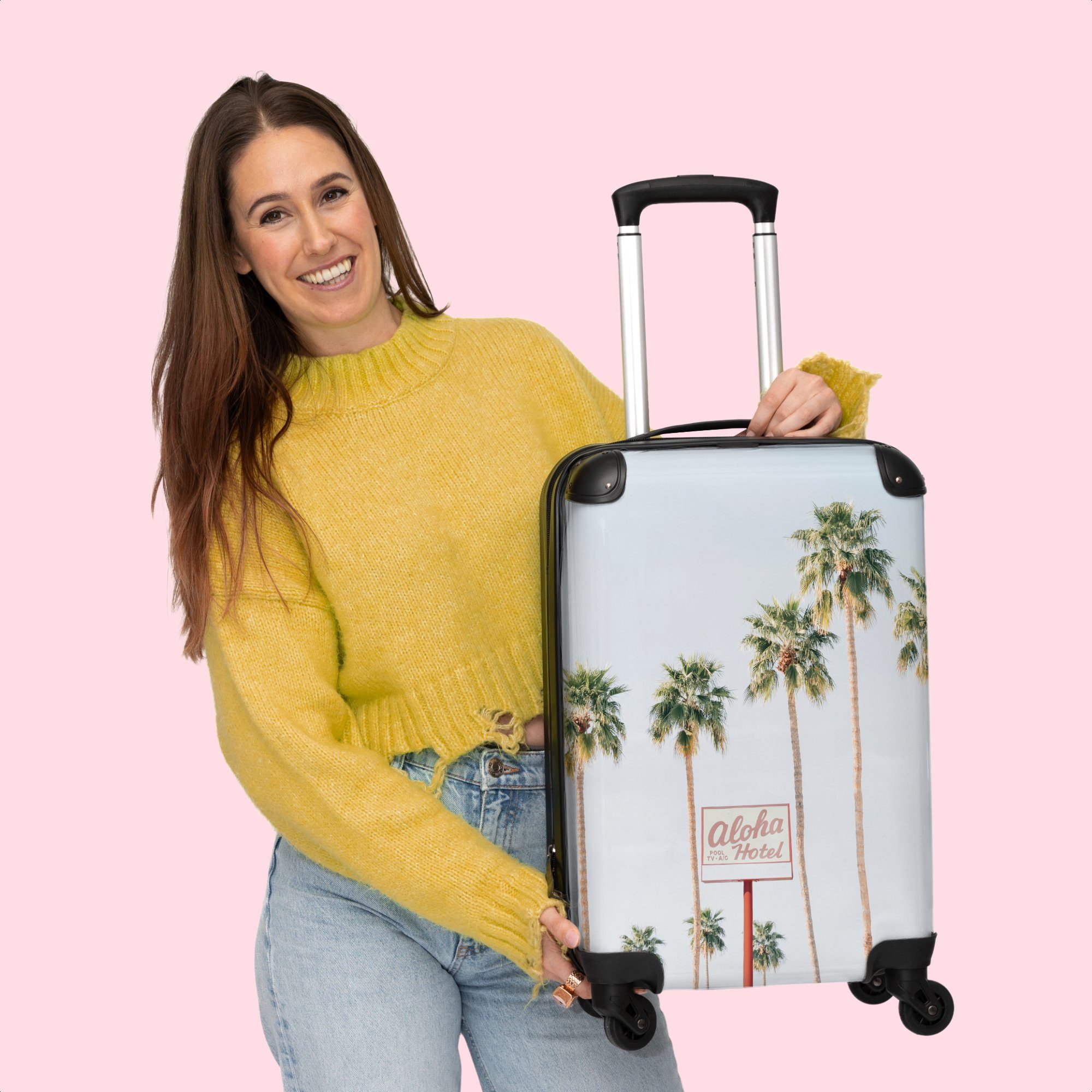 - Rollen Natur Rollen, NoBoringSuitcases.com© Reisekoffer Kleine 4 mit Himmel, Handgepäckkoffer Rollkoffer Palmen Cabin - Sommer 55x35x20cm Trolley Handgepäck - - 4