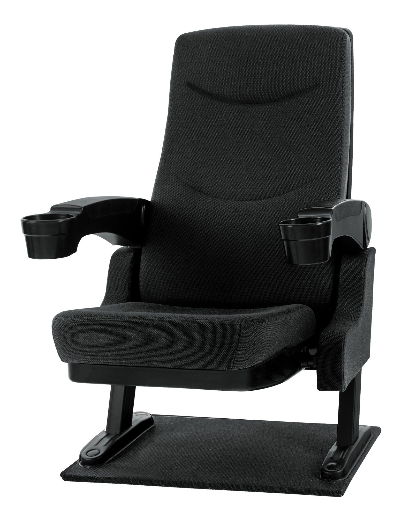 Stagecaptain TV-Sessel CS-600 Movieking Kinosessel (2x Armlehne mit Getränkehalter), Relaxsessel, klappbarer Sitz, Bodenplatte Schwarz | schwarz | Schwarz