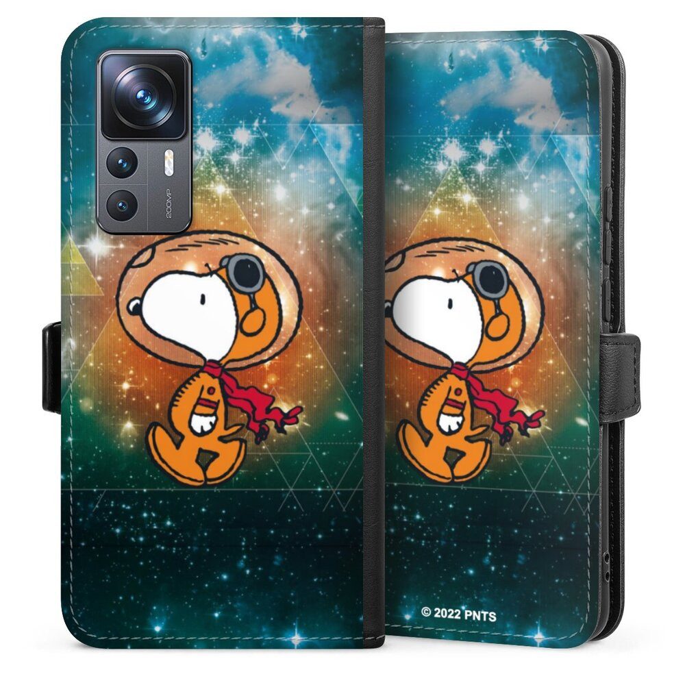 DeinDesign Handyhülle Snoopy Astronaut Offizielles Lizenzprodukt, Xiaomi 12T 5G Hülle Handy Flip Case Wallet Cover Handytasche Leder