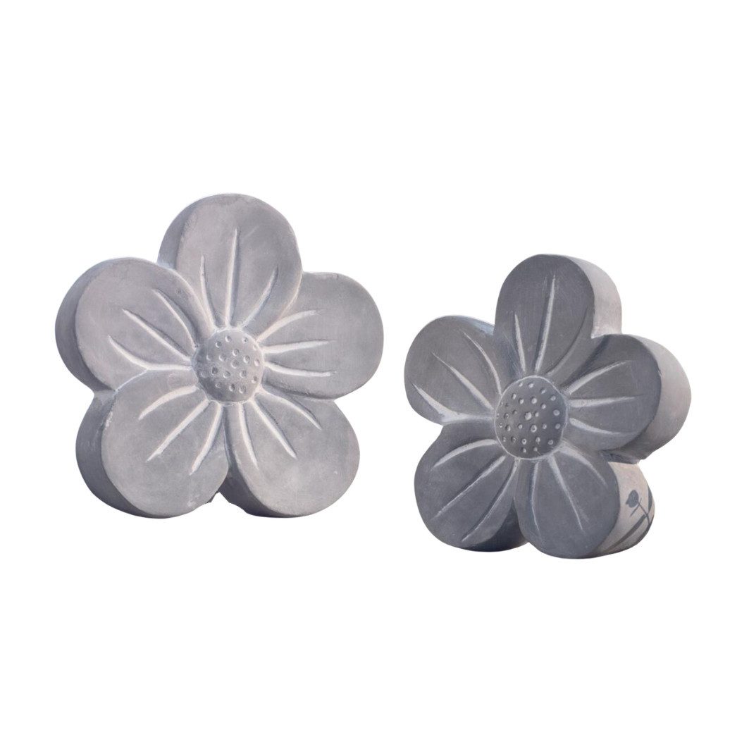 Home-trends24.de Gartenfigur Blüte Blume Garten Terrasse Zement Deko Figur 2er Set, (2 St)
