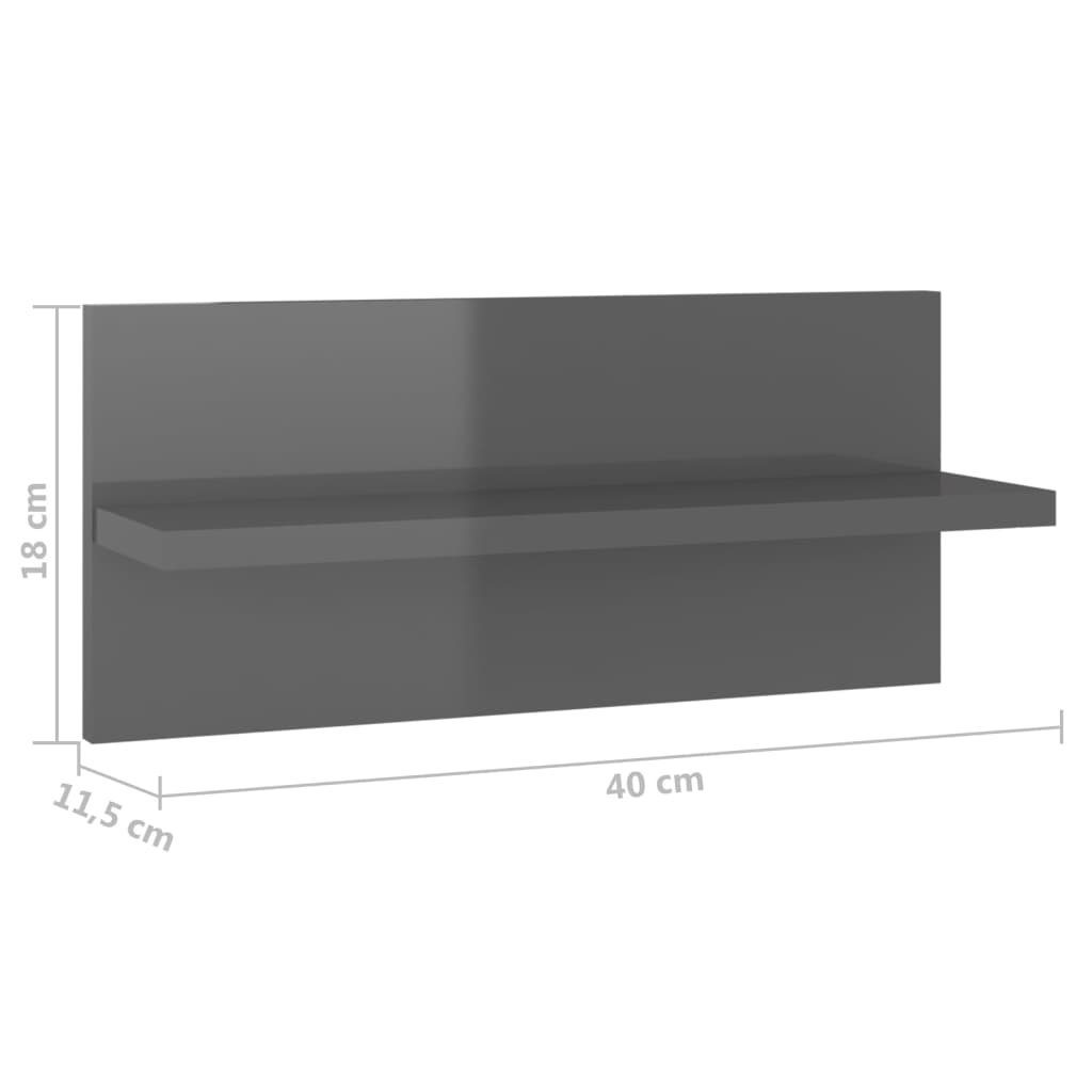 Stk Hochglanz-Grau 4 cm Regal 40x11,5x18 vidaXL Wandregale