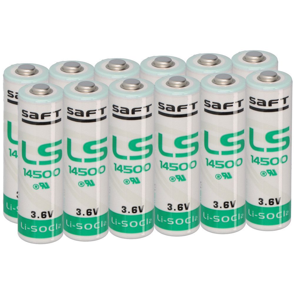 Saft 12x Saft Lithium 3,6V Batterie LS14500 AA - Zelle Batterie