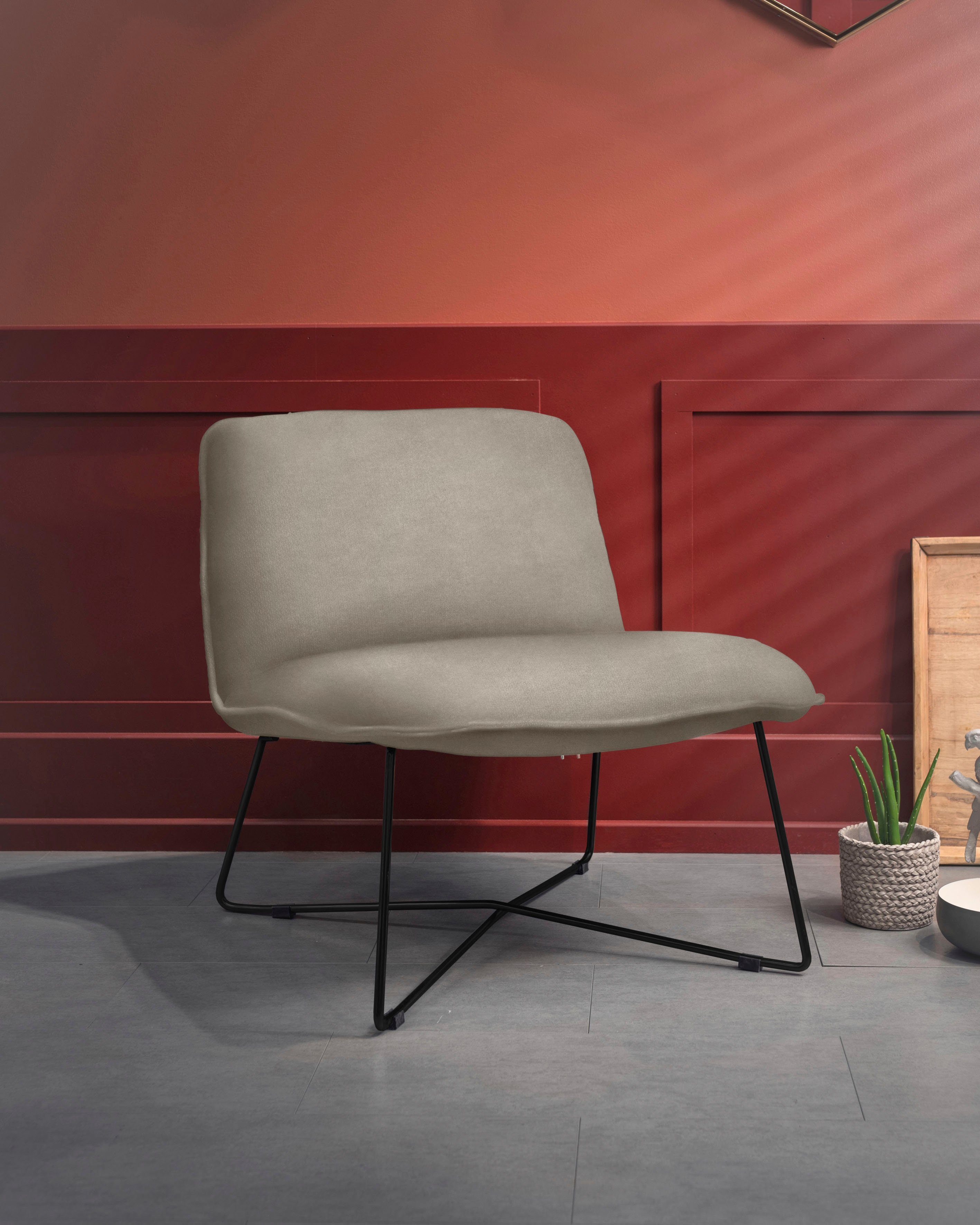 furninova Loungesessel Fly, gemütlicher Loungesessel im skandinavischen Design light beige | Loungesessel