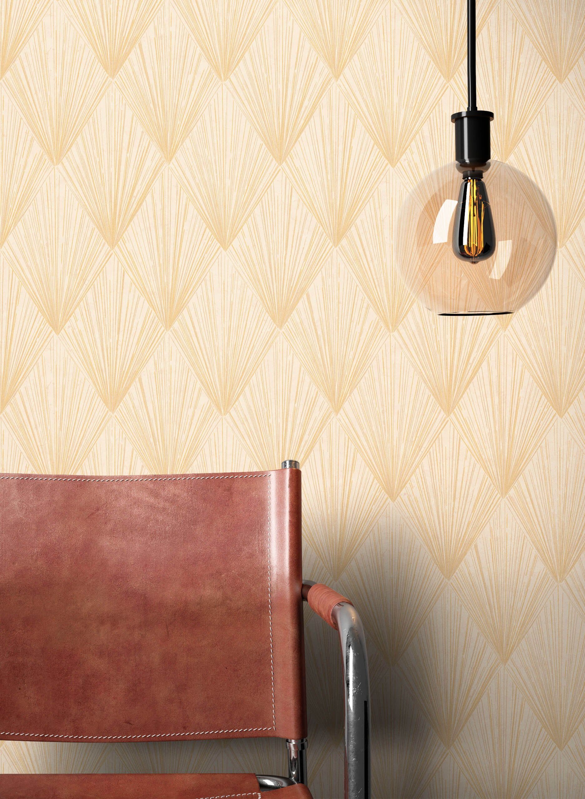 Newroom Vliestapete, Beige Tapete Grafisch Linien günstig online kaufen