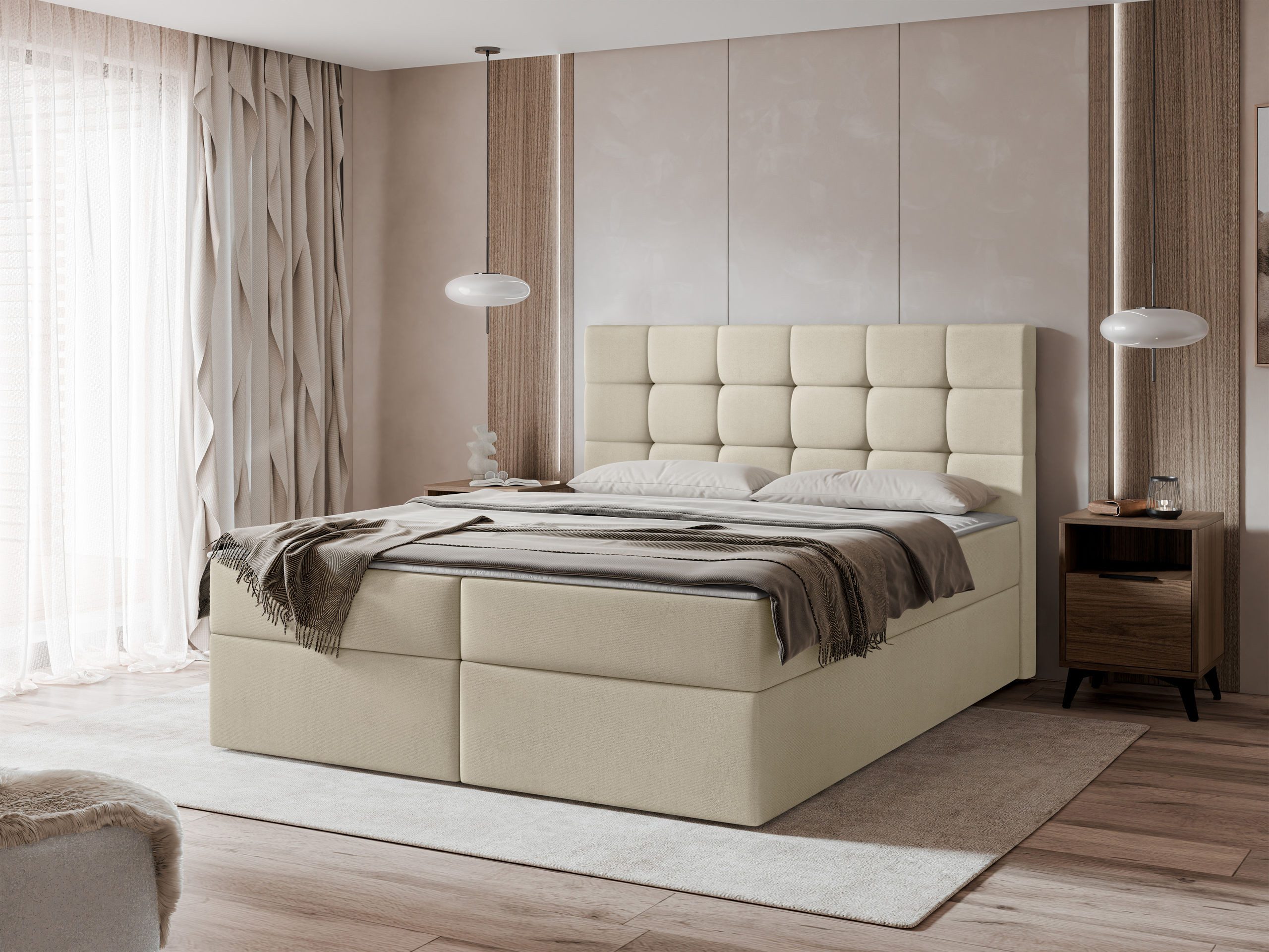MIRJAN24 Boxspringbett Luanda (Bonell-Matratze und Topperr), mit zwei Bettkästen für die Bettwäsche