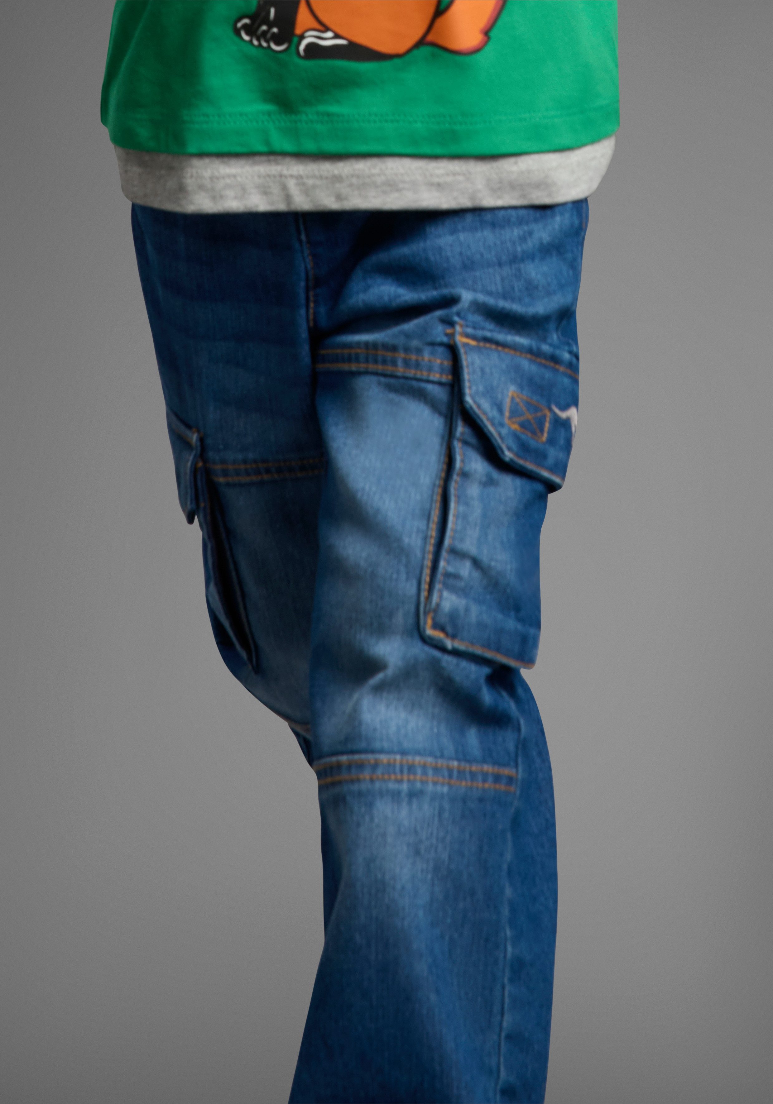 KangaROOS Schlupfjeans Cargo-Jeans für kleine Jungen Stretchjeans mit coolen Cargotaschen