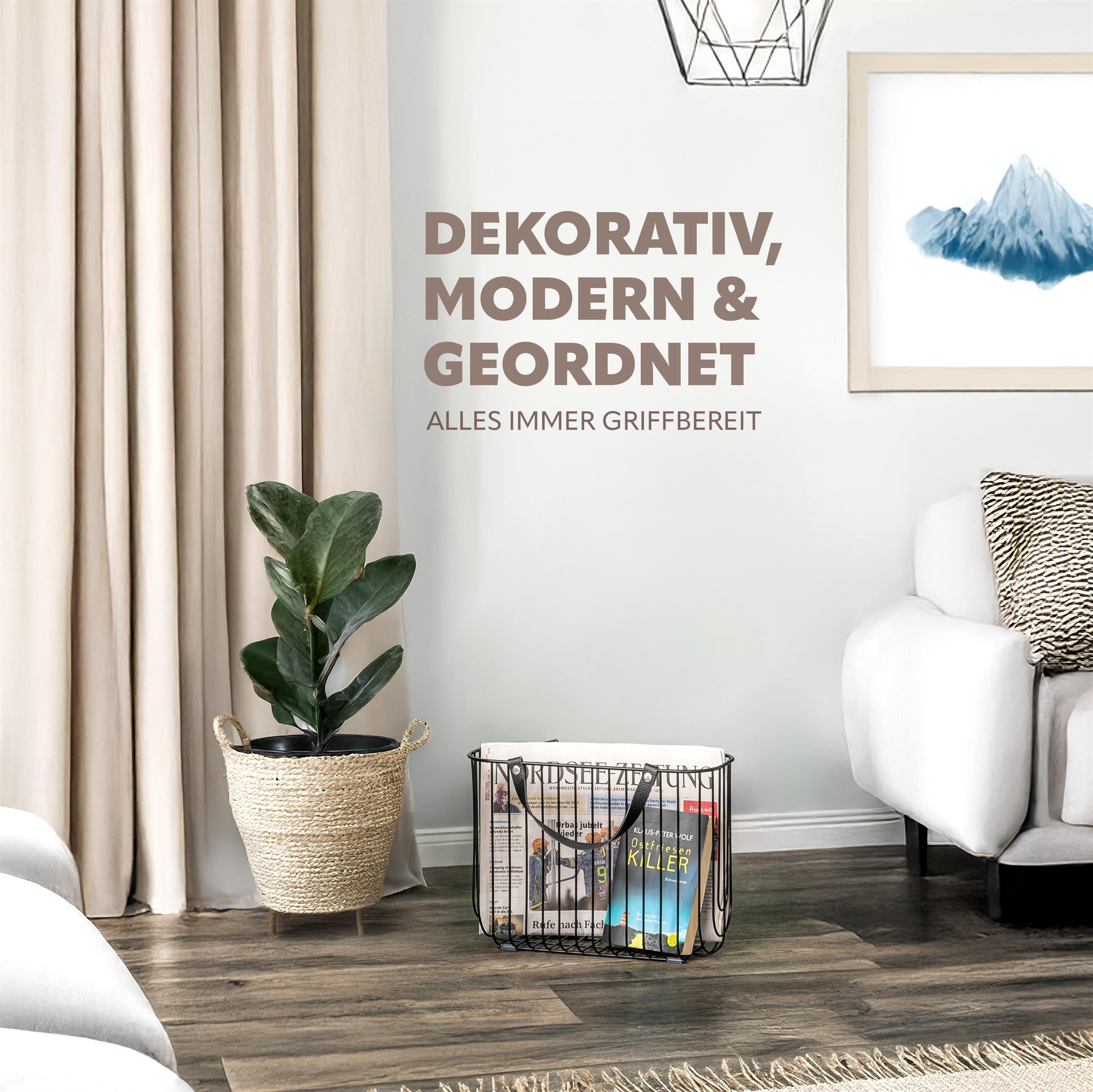 eluno Zeitungsständer Zeitungsständer, Metall mit Tragegriffen Zeitungsablage Magazinhalter