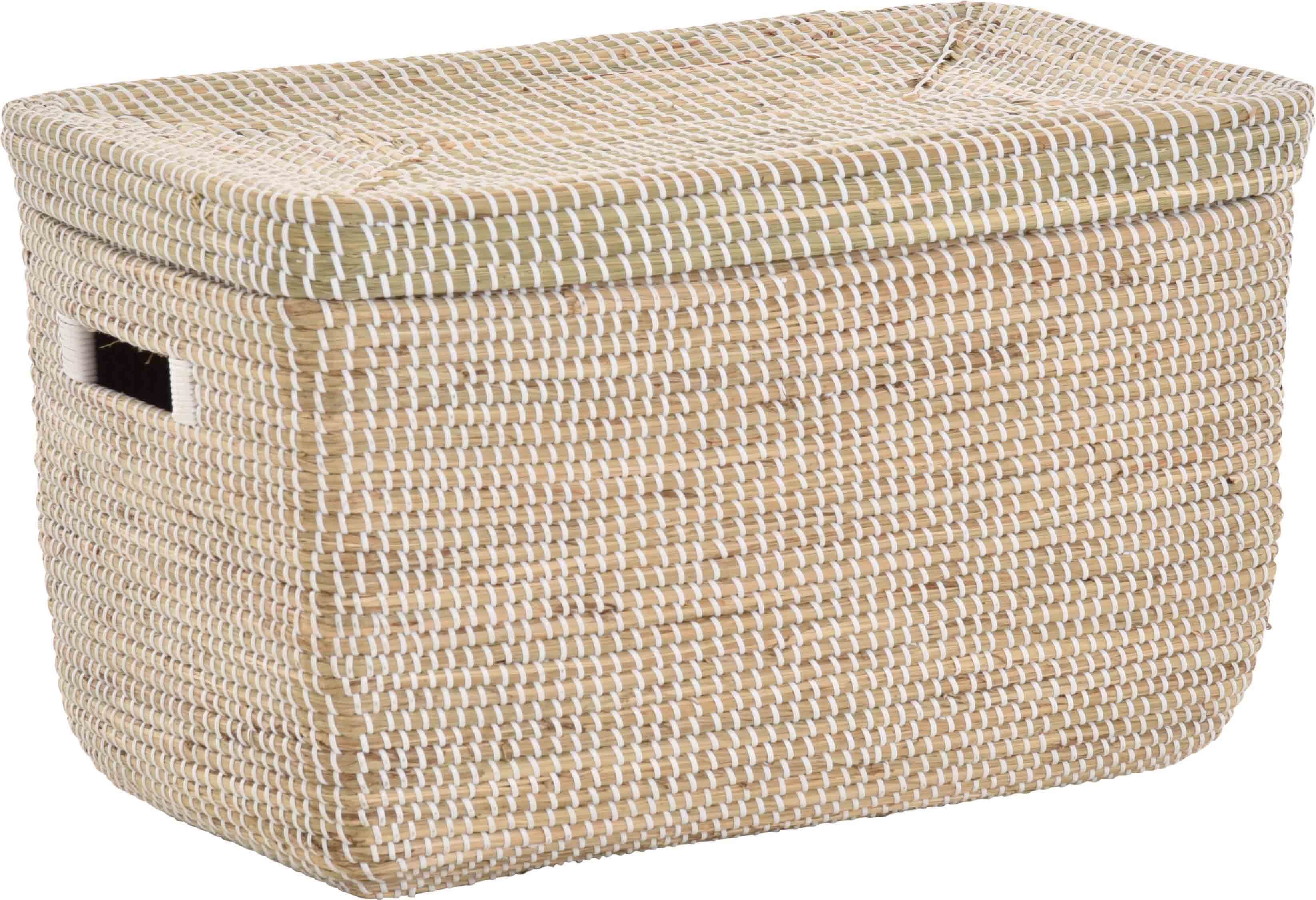 Krines Home Aufbewahrungskorb Handgearbeiteter Seegras Dekokorb mit Deckel günstig online kaufen