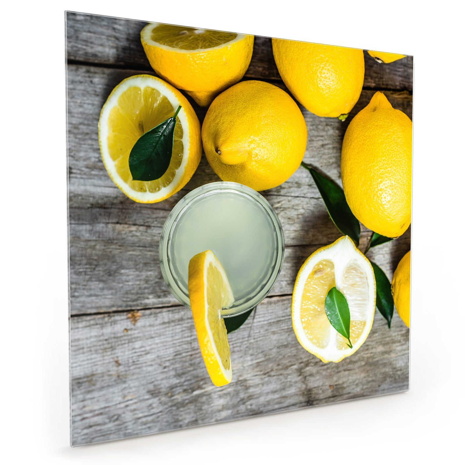 Glas Küchenrückwand und mit Motiv Spritzschutz Zitronen Primedeco ganz Küchenrückwand halb